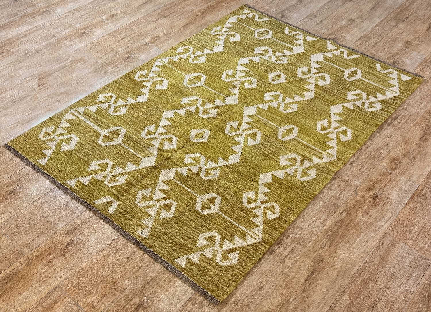 Rug Studios Teppich KELIM ORIGINAL HANDGEARBEITET, Rechteckig, Höhe: 5 mm, Handgefertigt, 127 x 176 cm, Gold