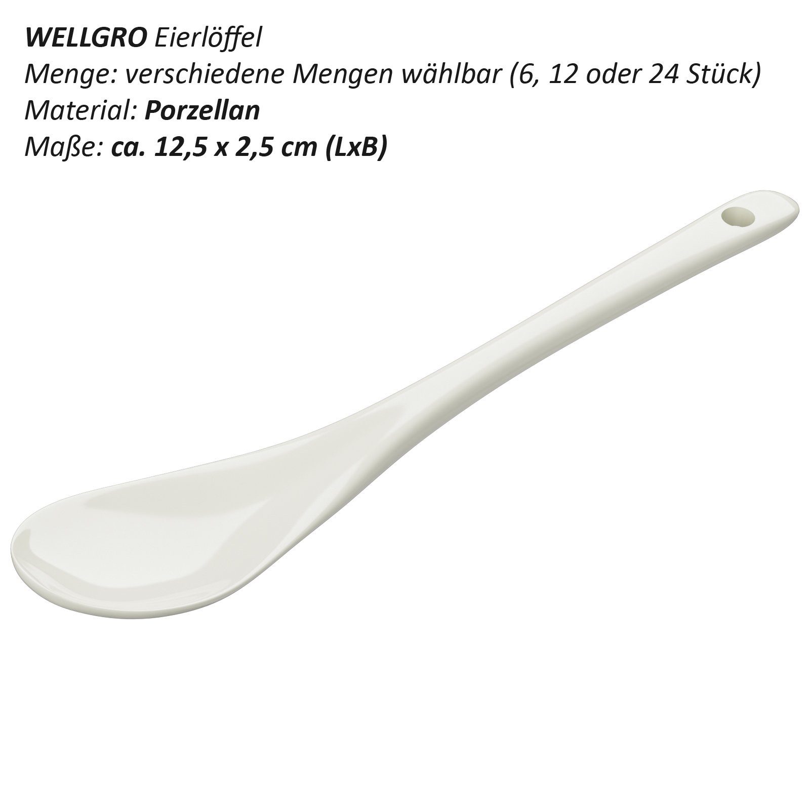 Wellgro Esslöffel Eierlöffel Porzellan - bunte Porzellanlöffel (12 Stück) – Bild 2 von 5