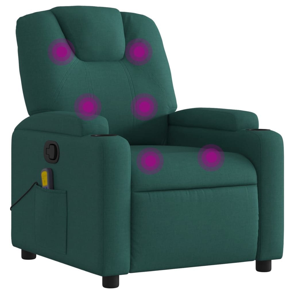 vidaXL Massagesessel, Relaxsessel Dunkelgrün Stoff