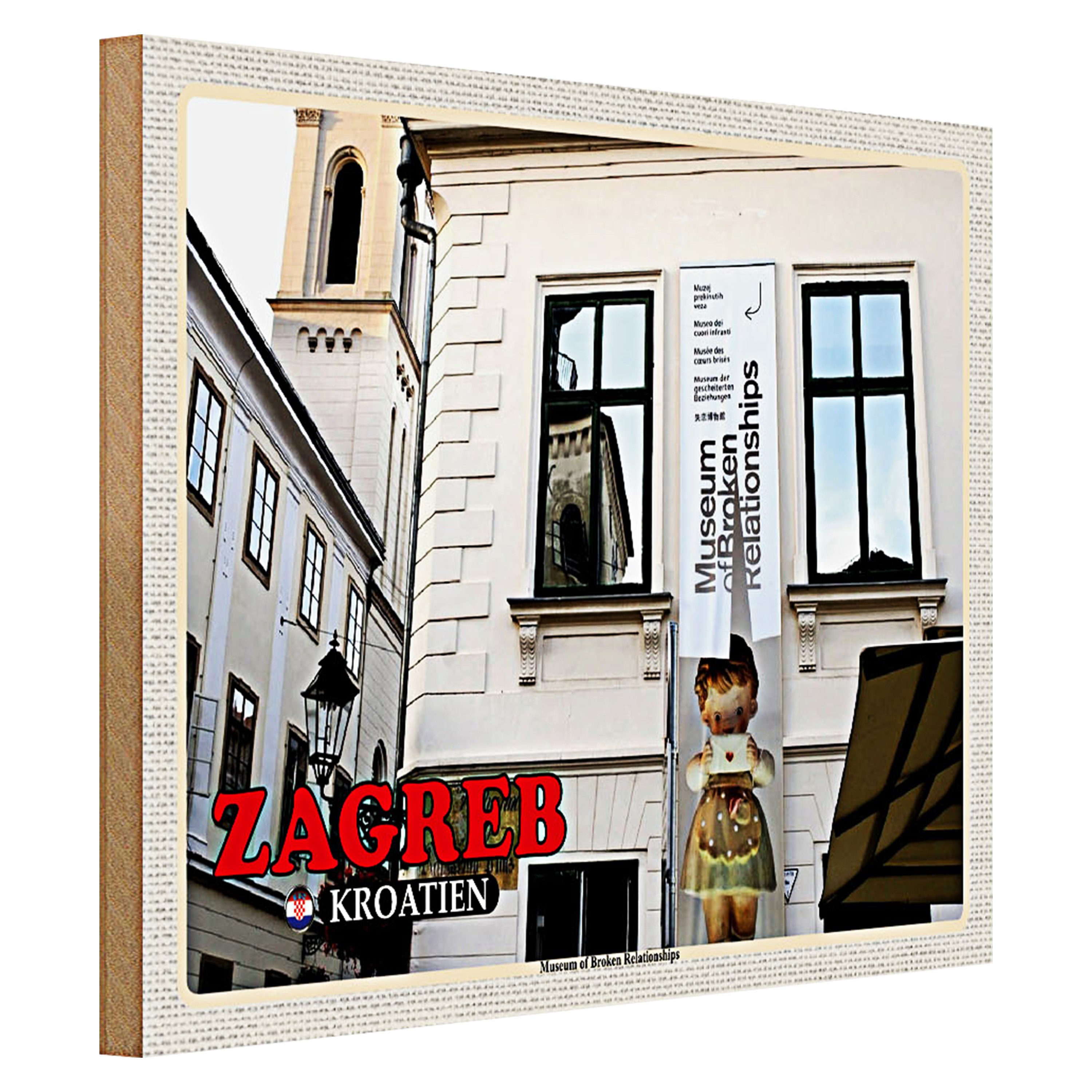 Roomando Holzbild Reise 40x30cm Zagreb Kroatien Museum Relationships