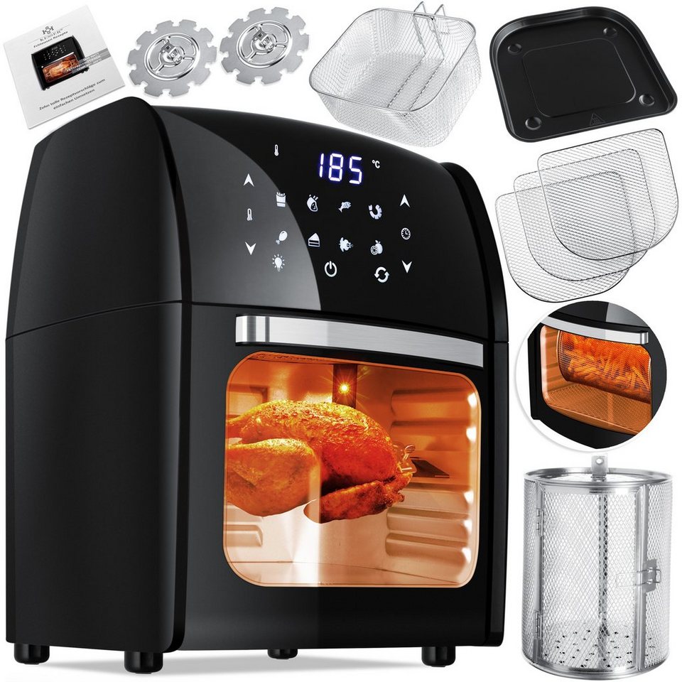 KESSER Heißluftfritteuse, 1800 W, Airfryer XXL 9in1 Multi-Function Drehgrill Fritteuse mit Heißluft Mikrowellen Rezeptheft Grillspieß fettfrei…