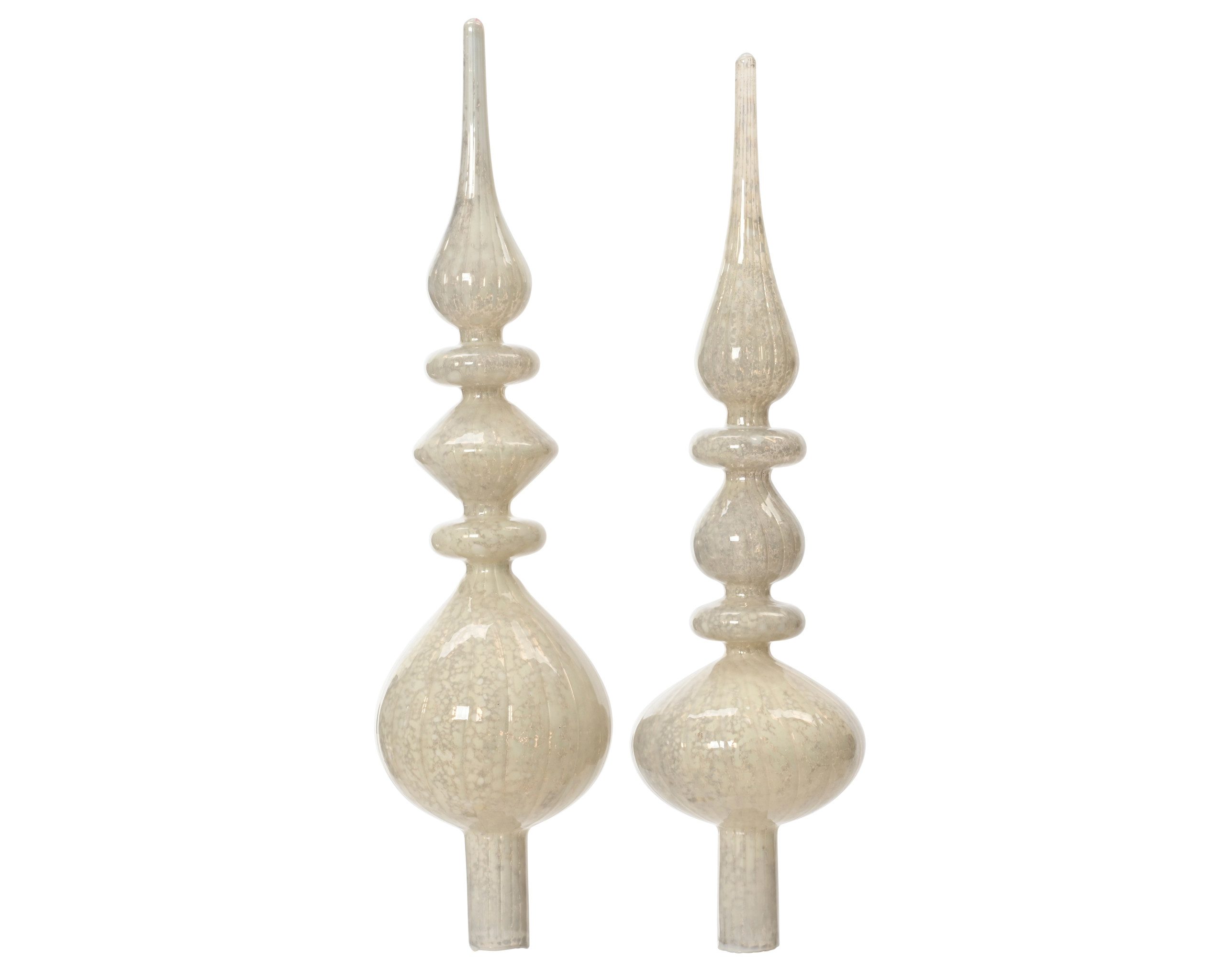 Kaemingk Christbaumspitze, Christbaumspitze Glas 35cm Antik 1 Stück sortiert - Winterweiß