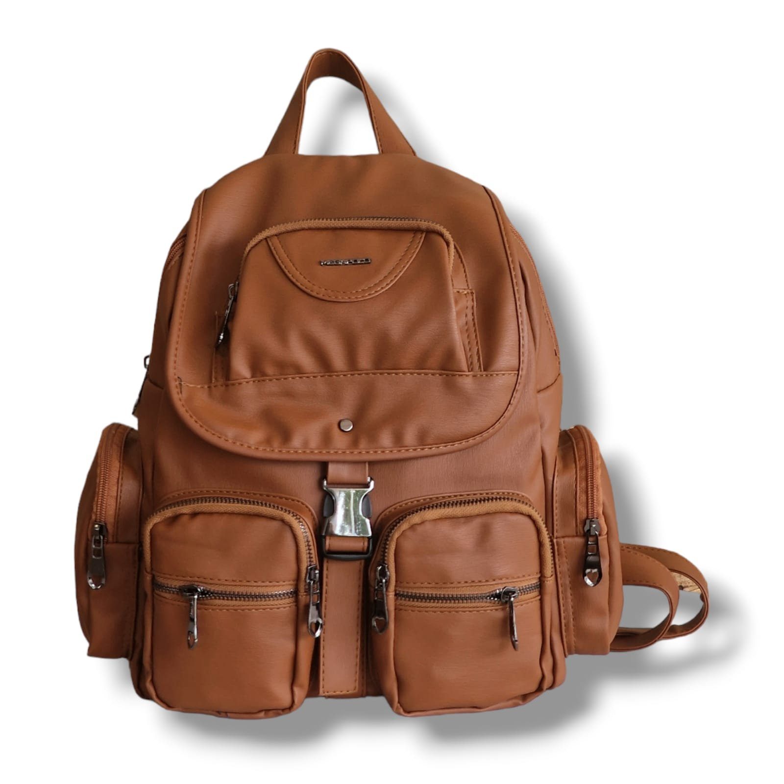 hochwertiger Kunstleder Rucksack Allrounder, braun