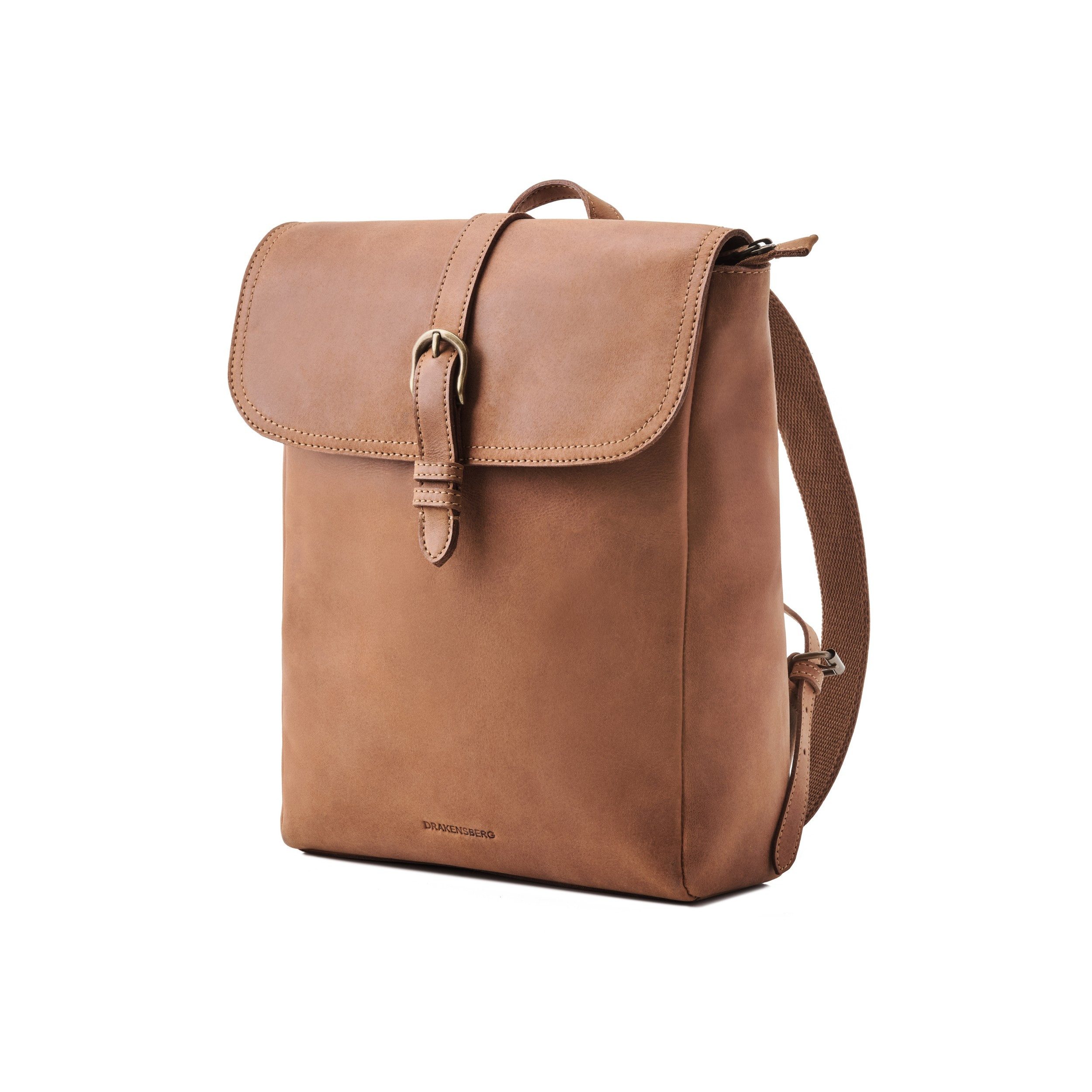 DRAKENSBERG Tagesrucksack »Tara« Cognac-Braun, Cityrucksack für Damen aus Leder mit 13" Laptopfach, hochwertig