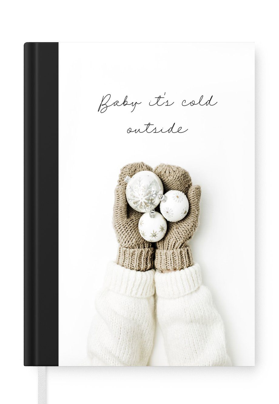 MuchoWow Notizbuch Winter - Handschuhe - Weihnachtskugeln, Journal, Merkzettel, Tagebuch, Notizheft, A5, 98 Seiten, Haushaltsbuch