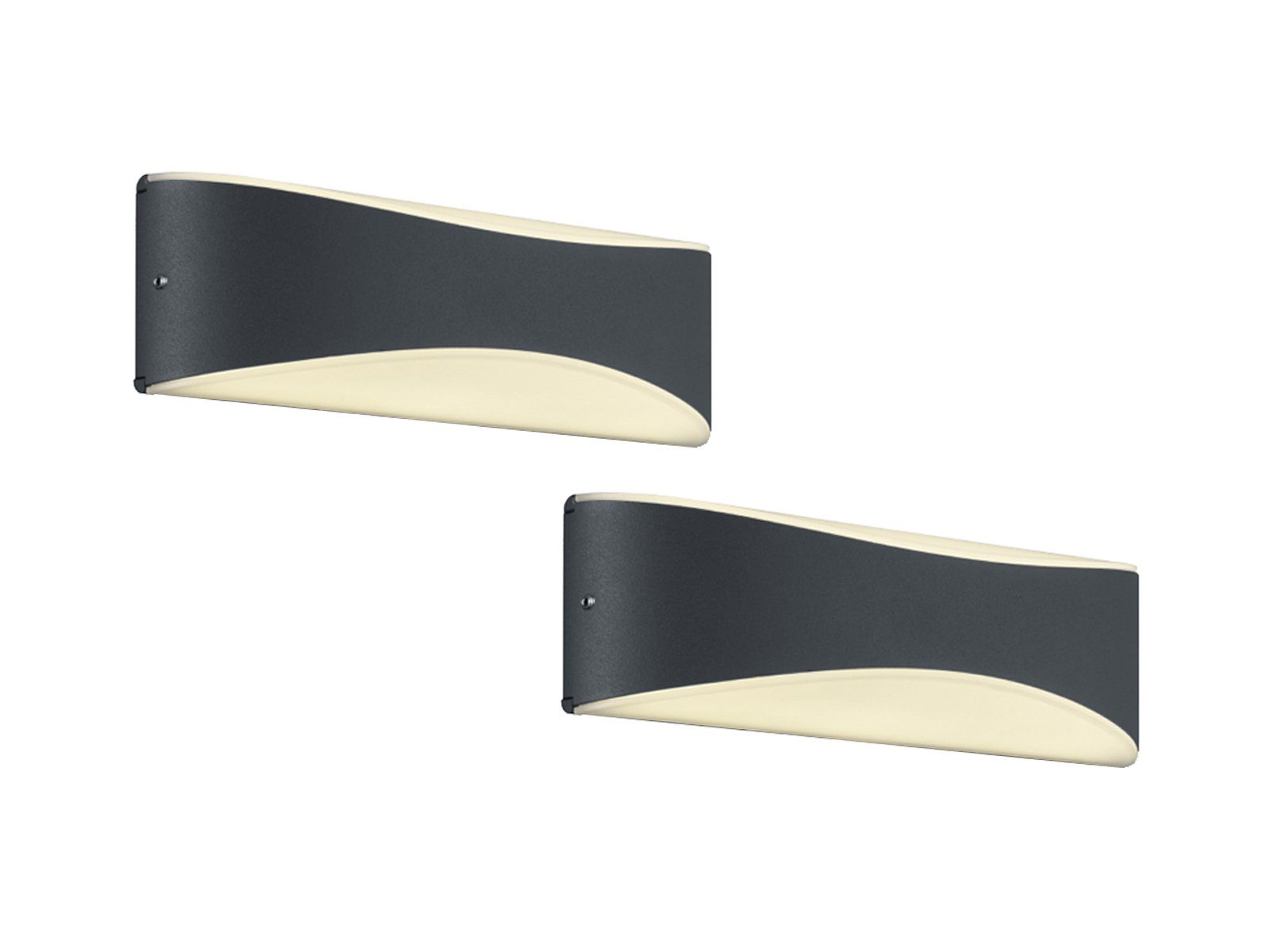 TRIO Leuchten LED Außen-Wandleuchte, LED fest integriert, Warmweiß, 2er-Set Fassaden-Beleuchtung Up Down für Hauswand, Anthrazit B: 23cm