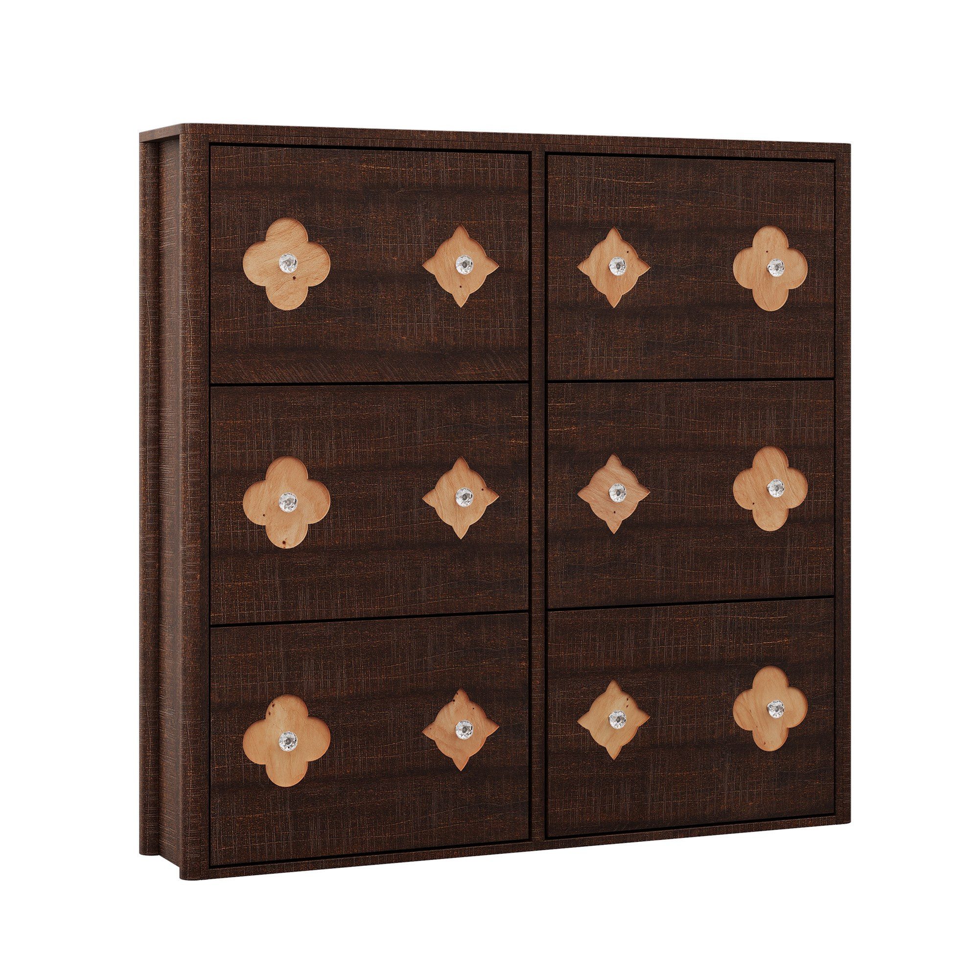 GarveeMore Schuhschrank Freistehend mit 4/6 Klappfächer Diamantgriff versteckt (1-St) mit Blumenmuster für 12 bis 36 Paar