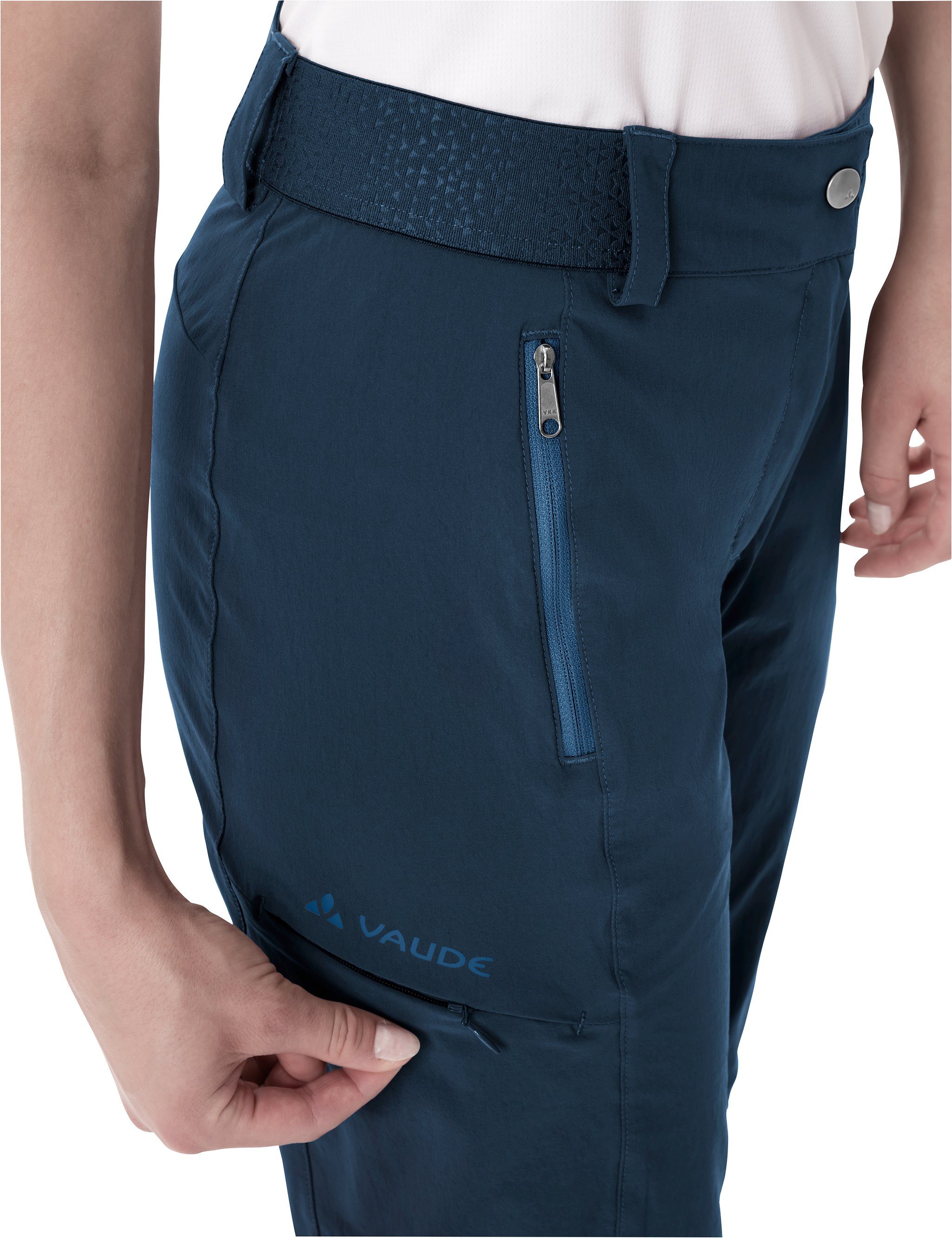 Women's Knopf Funktionshose sea Farley (1-tlg) Grüner dark Pants ZO II T-Zip Stretch VAUDE