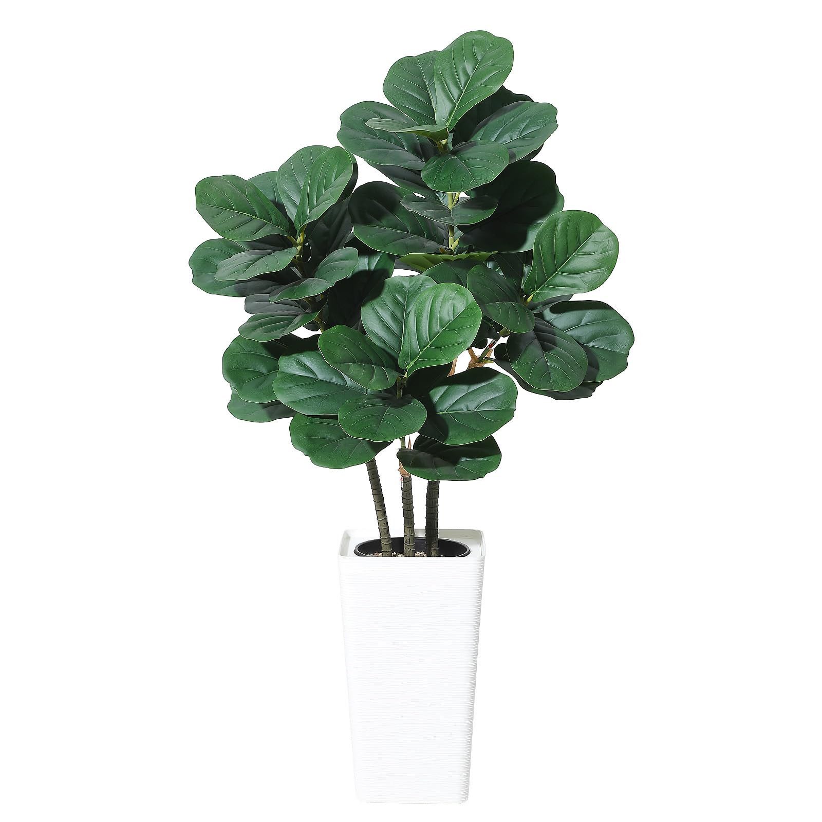 Kunstbaum Künstliche Fiddle Blatt Feigenbaum mit weißem Pflanzer, GarveeMore