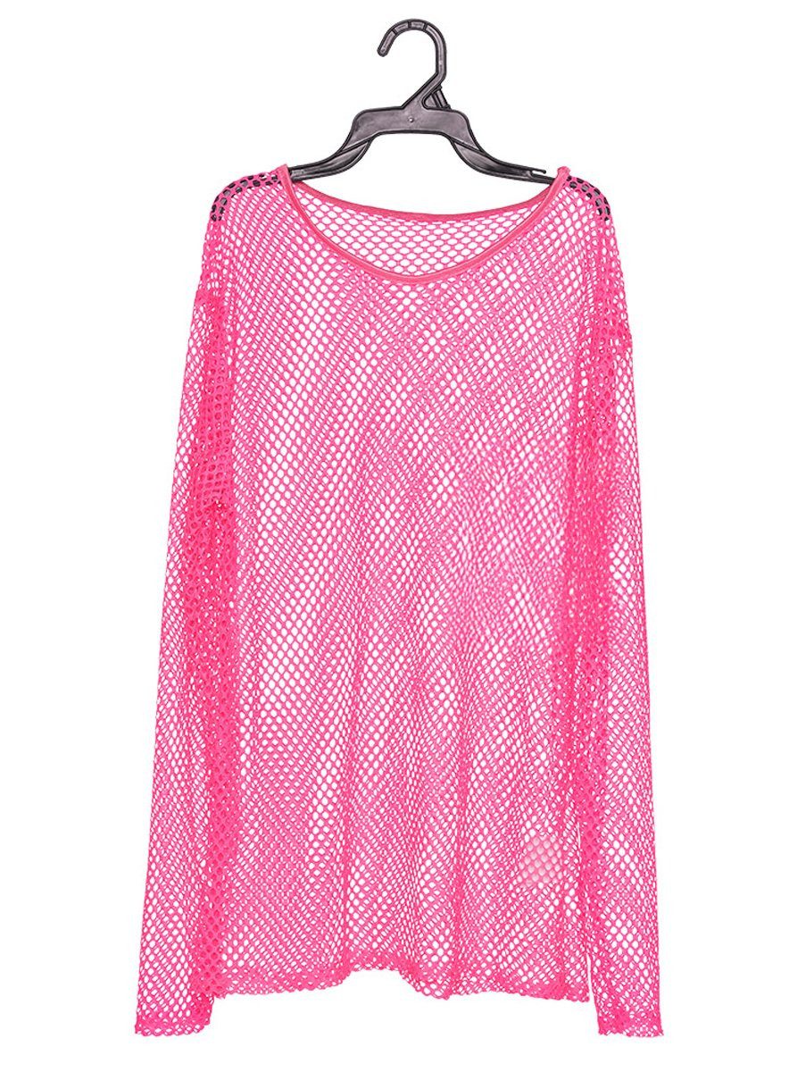 Metamorph Kostüm Netzhemd neon-pink, Netzshirt im trashigen 80er Jahre Neon günstig online kaufen