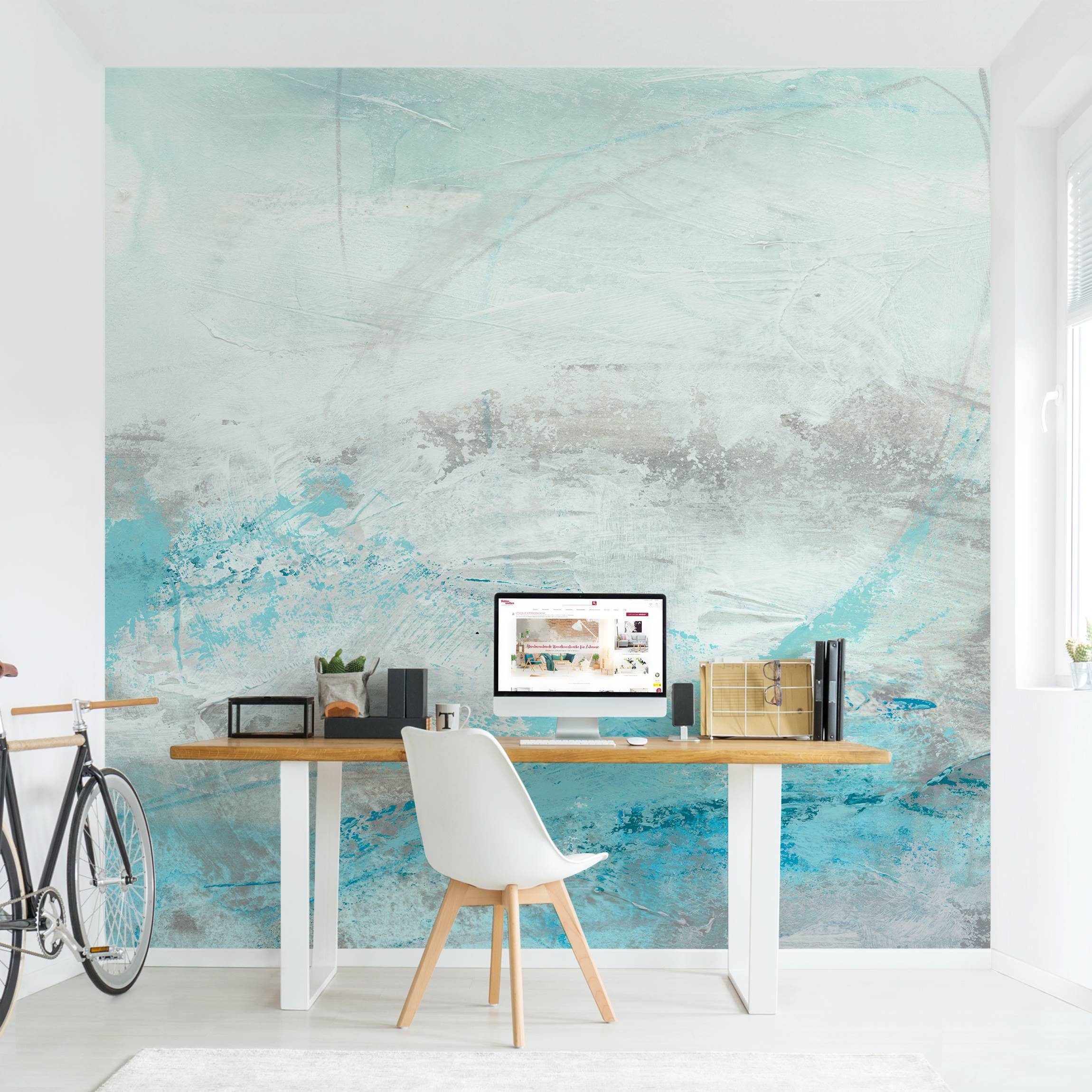 Bilderdepot24 Vliestapete Abstrakt Abstrakt Blau Grau Tapete Wanddeko Modern Kunst, Glatt, Matt, (Vliestapete inkl. Kleister oder selbstklebend), Wohnzimmer Schlafzimmer Küche Flur Fototapete Motivtapete Wandtapete
