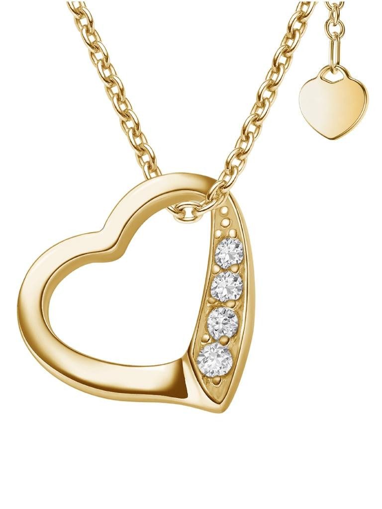 Amoonic Herzkette Halskette Damen Silber 925 Frauen Kette mit Zirkonia Herz günstig online kaufen