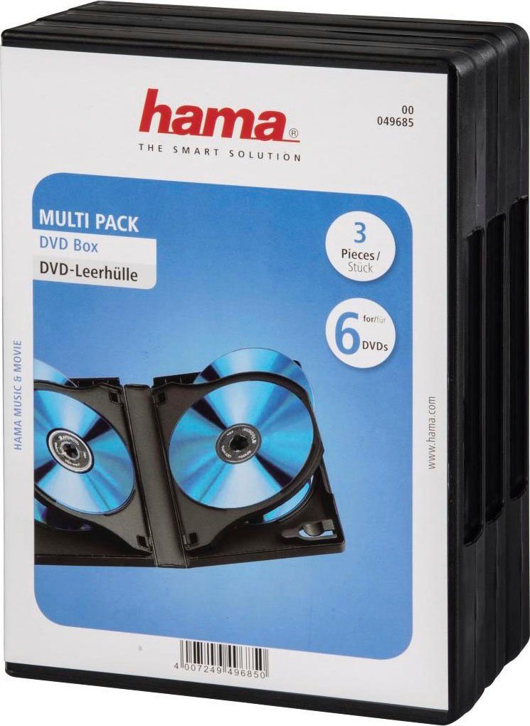 Hama DVD-Hülle DVD-Leerhülle 6 Box, 3er-Pack, Schwarz, Schutzhülle, Schutz Cover