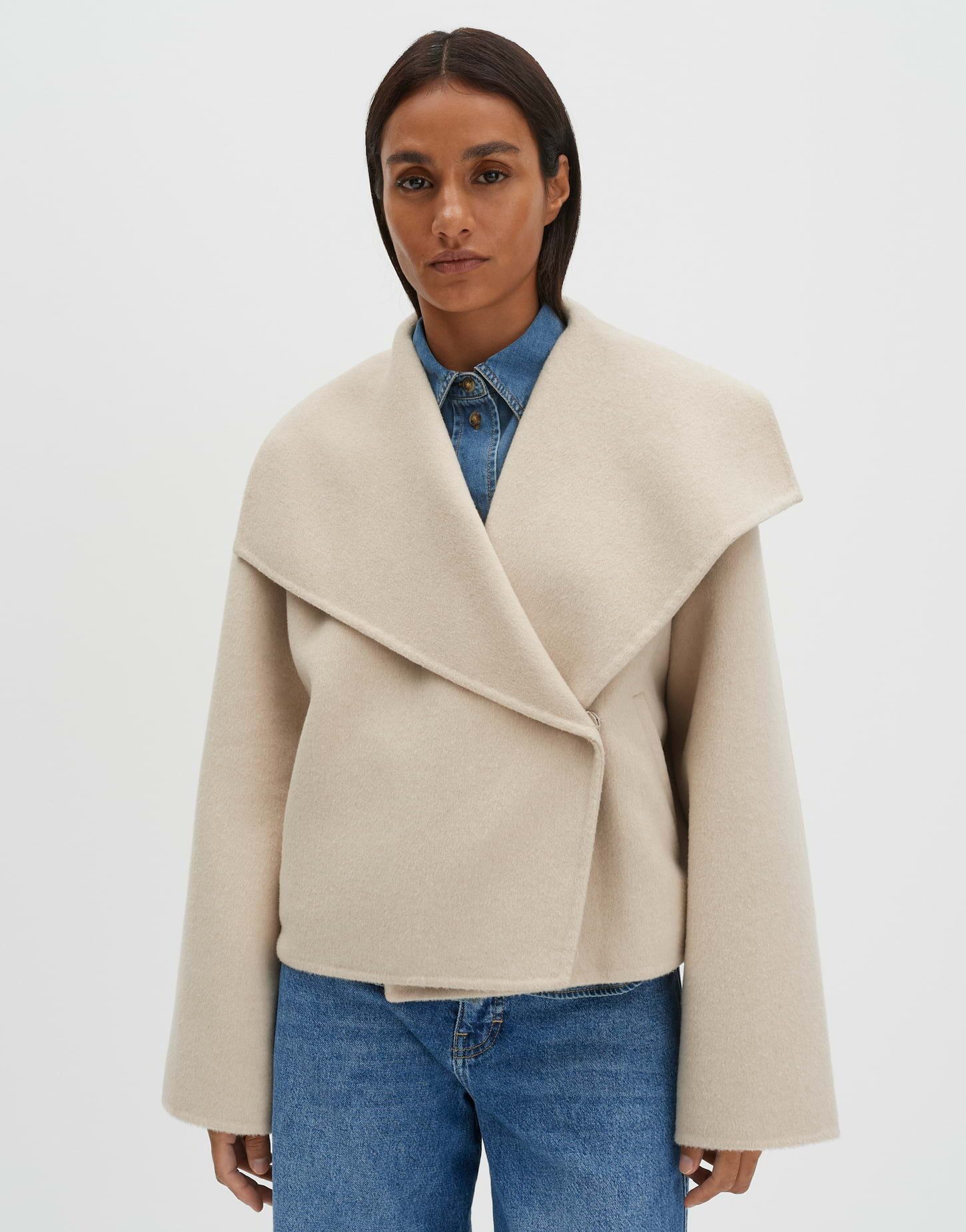 someday Wolljacke NARIA Regular mit breitem Schalkragen leicht ausgestellt geschnitten, gekämmte Oberfläche