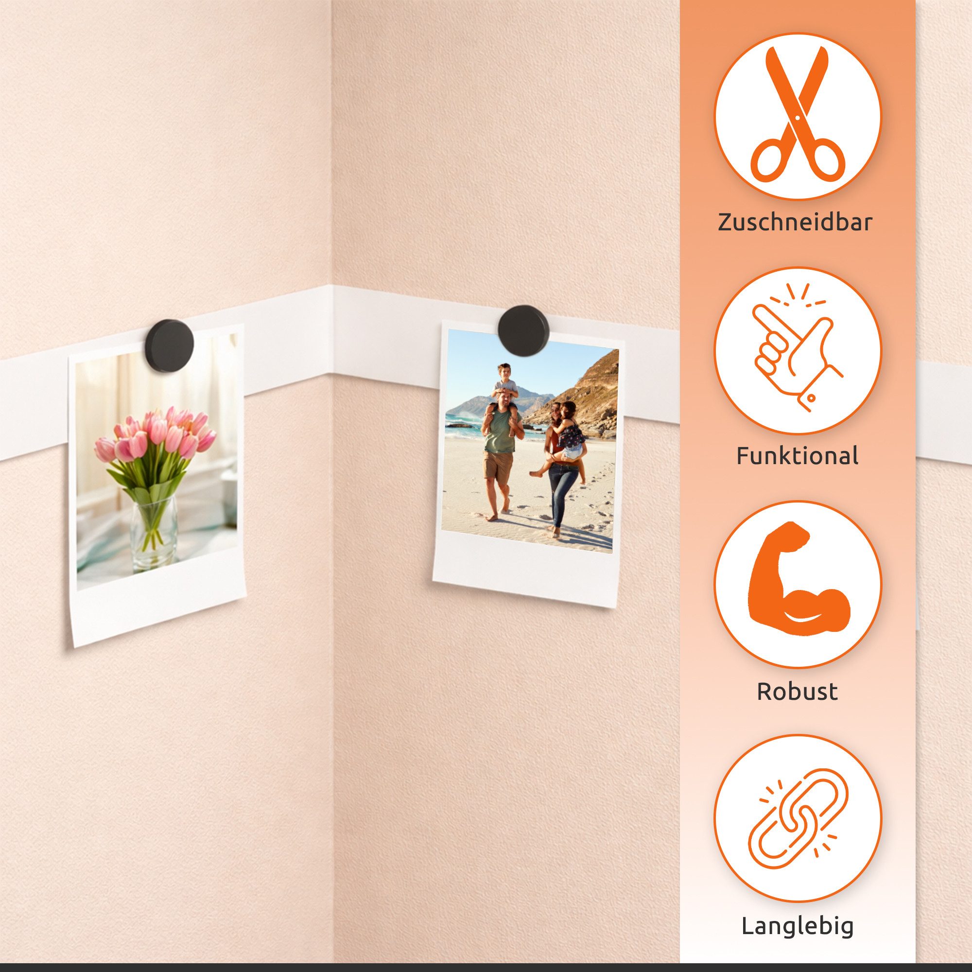 ECENCE Magnet 3m Metallband selbstklebend starke Haftung mit 10x