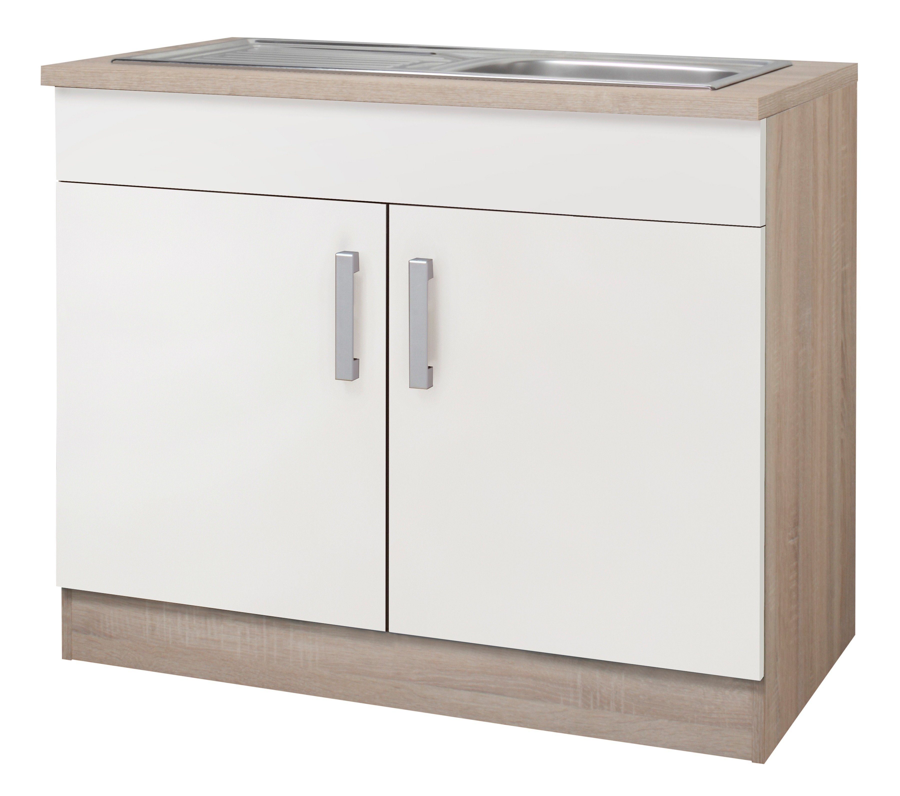 HELD MÖBEL Spülenschrank Toronto, Breite 100 cm vanille/ eiche | Spülenschränke