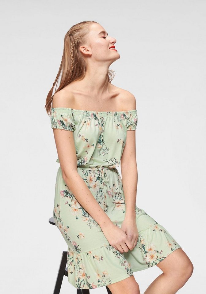 AJC Off-Shoulder-Kleid mit Carmenausschnitt & Volantsaum AJC Off-Shoulder-Kleid mit Carmenausschnitt & Volantsaum