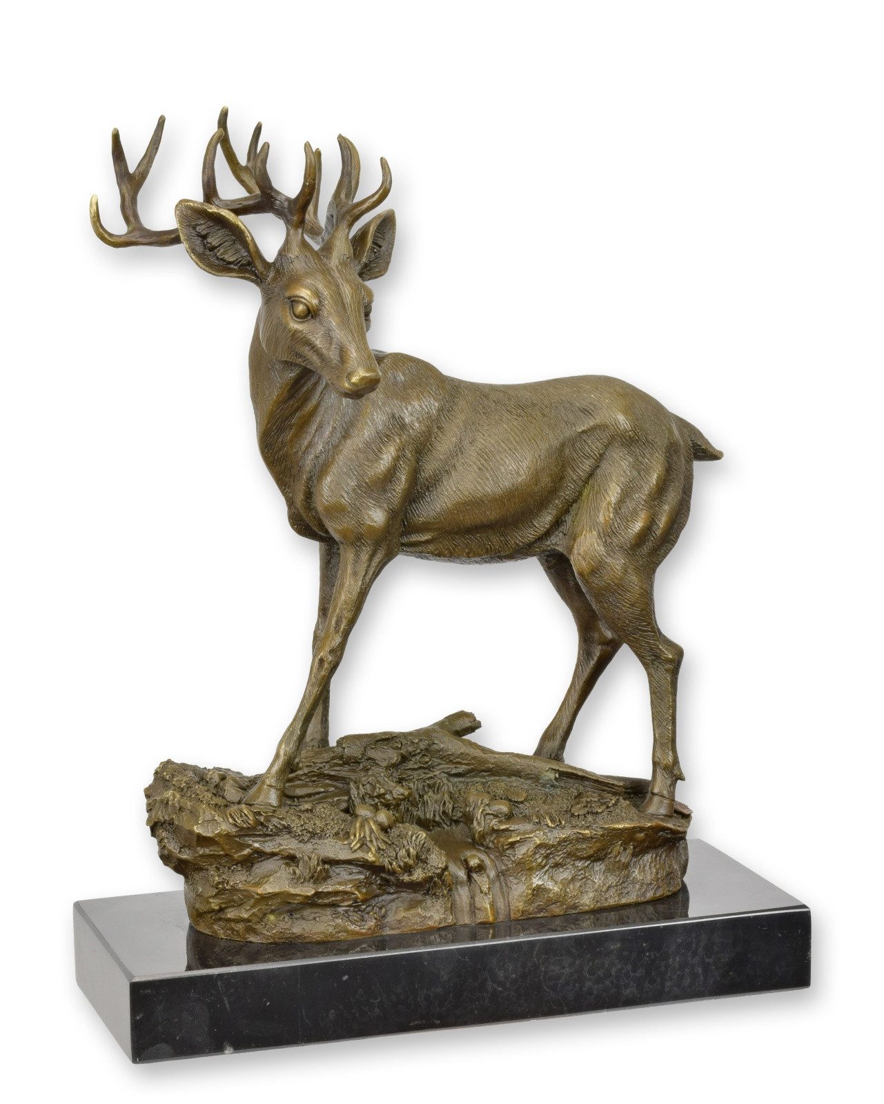 Aubaho Dekoobjekt Bronzeskulptur Hirsch nach C. Masson Replikat Retro Design Dekoration
