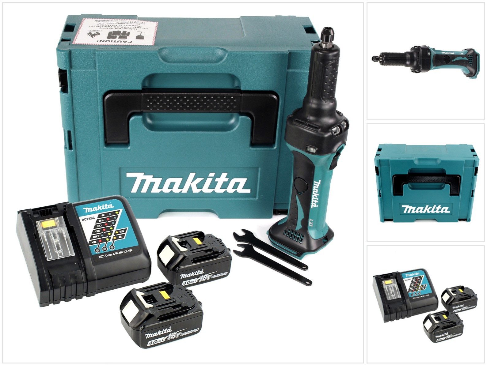 Makita Akku-Geradschleifer DGD 800 RMJ Akku Geradschleifer 18V + 2x Akku 4,0Ah + Ladegerät + Mak