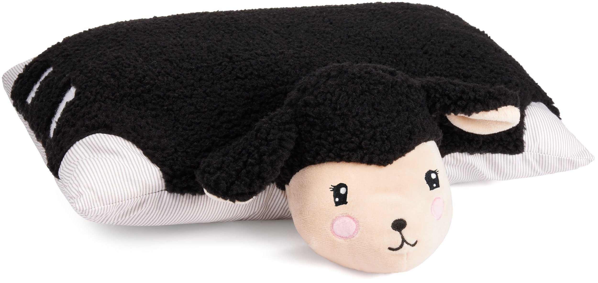 BRUBAKER Kuscheltier Kissen - Schaf - 2 in 1 Plüschtier und Kuschelkissen - 40 x 30 cm (Dekokissen, 1-St., Tierkissen Schafkissen Stofftier), aufklappbares Kinder Plüschkissen mit Klettverschluss