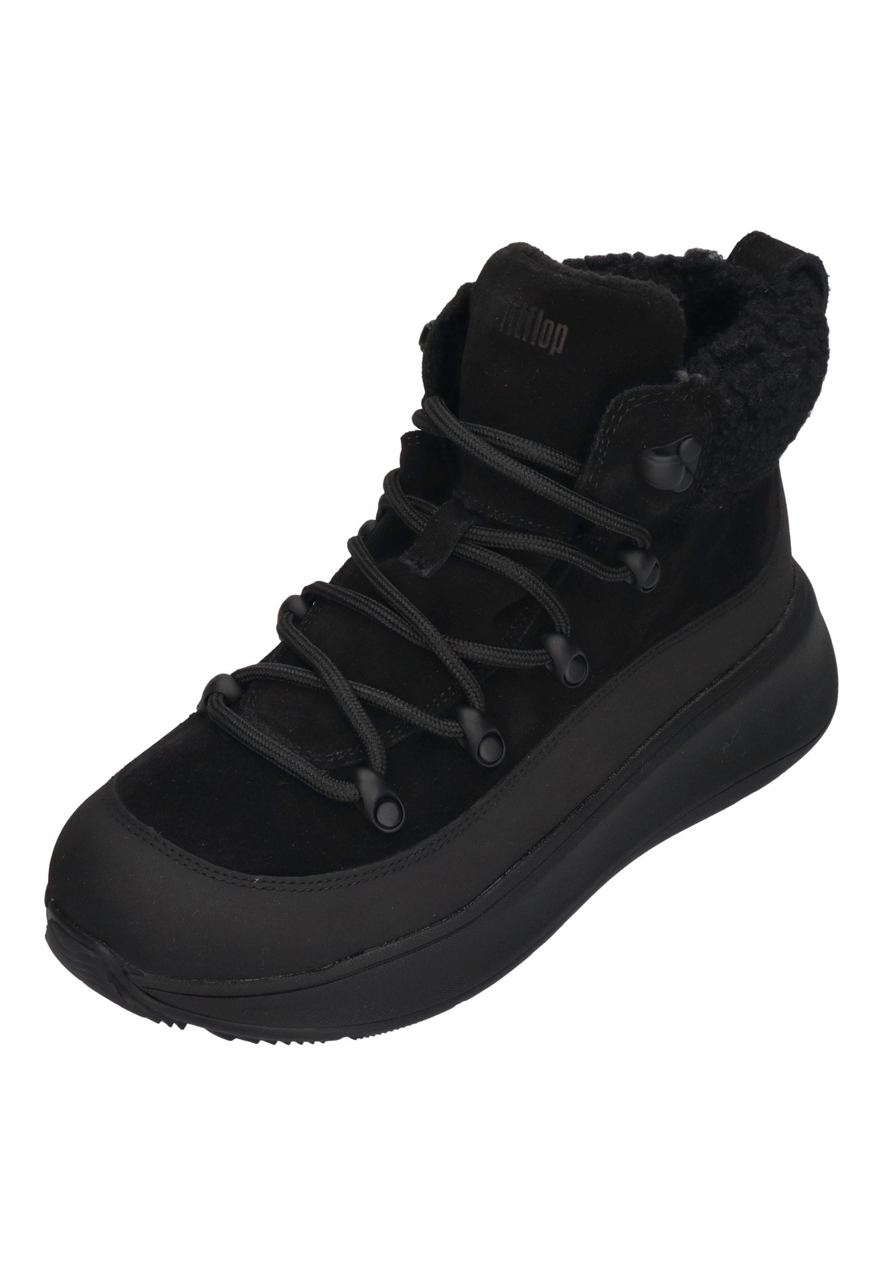 F-MODE TEDDY-COLLAR WARM SUEDE LACE UP Stiefelette