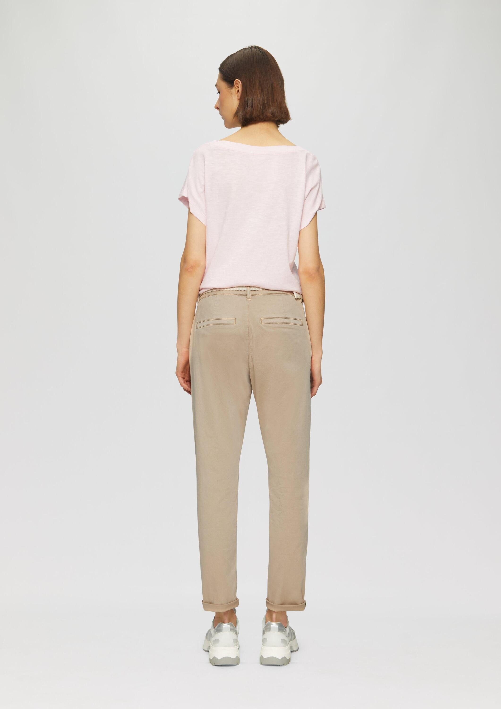 s.Oliver Chinos Hose CHINO Chino mit geflochtenem Gürtel und Garment Dye