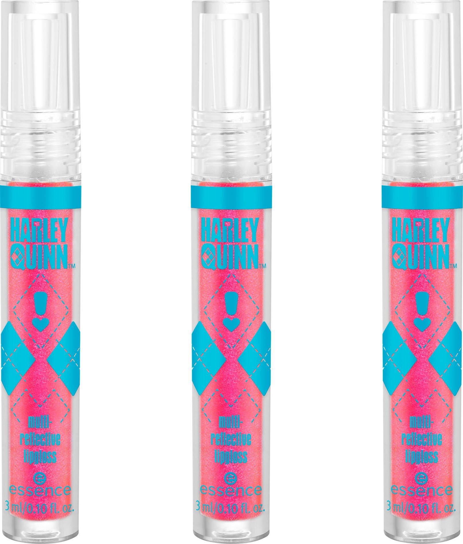 Essence Lipgloss Harley Quinn multi-reflective lipgloss, 3-tlg., mit 3D-Glanz