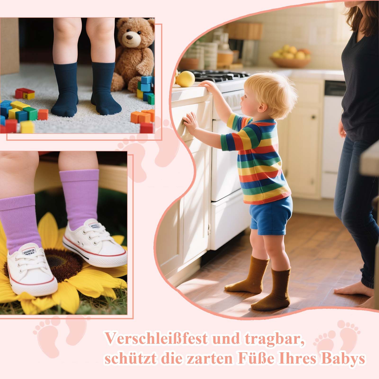 Yalion Langsocken Weiche Kinder Antiruschsocken Halbplüsch (3-Paar) Elastisch
