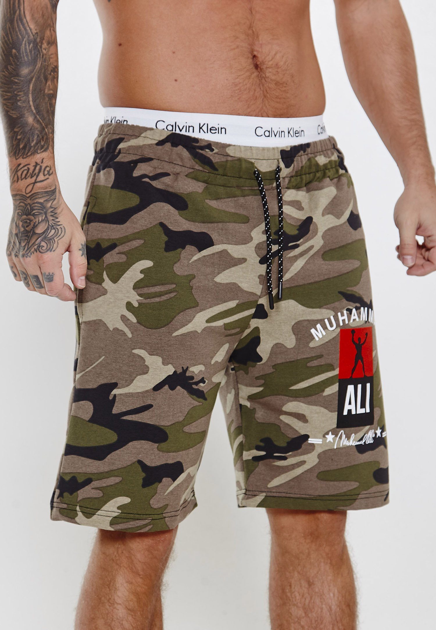 OneRedox Fitness Casual SH-3726 Sweatpants, Shorts Design) modischem im Freizeit 1-tlg., Oliv Bermudas (Kurze Camo Hose