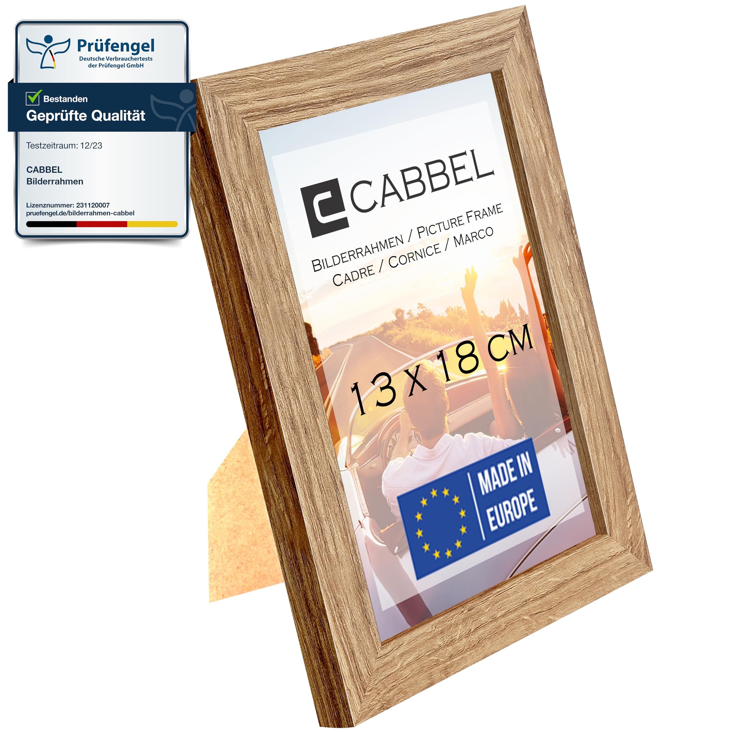 CABBEL Bilderrahmen MDF Holzrahmen Fotorahmen modern Collagen Foto Poster Galerie Wanddeko, für 1 Bilder (1 St), 13x18 cm Eiche Wohnzimmer elegant Schmal Fotogalerie Schlafzimmer