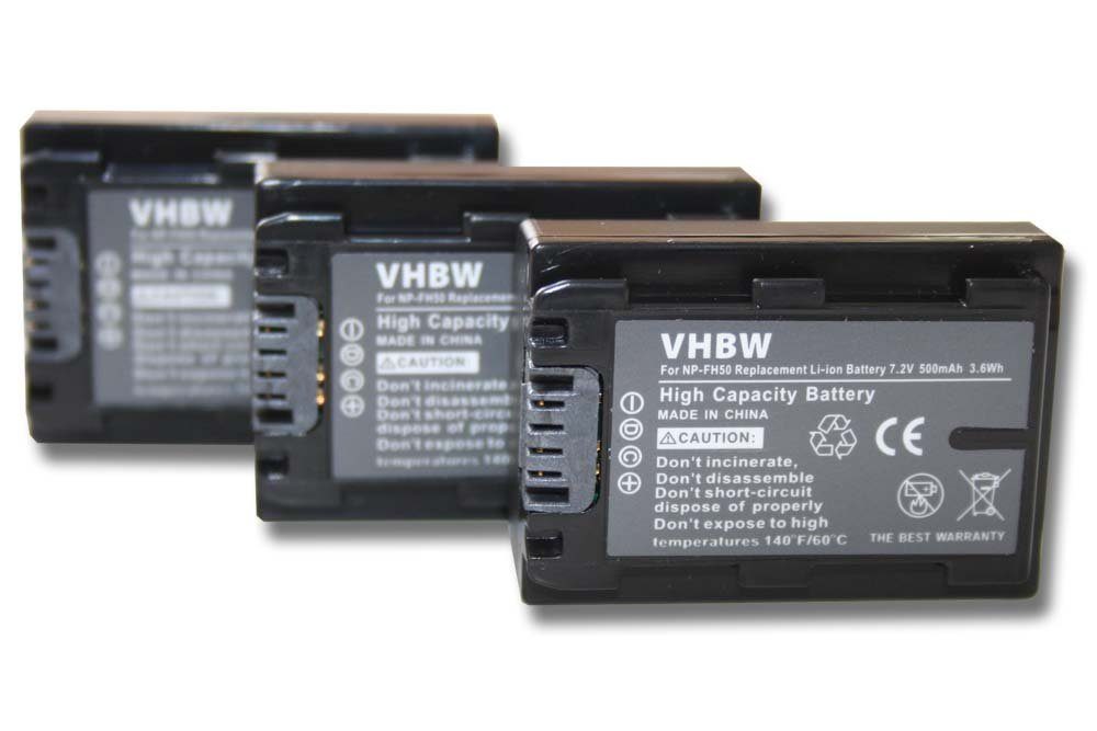 vhbw Sony 500 Kamera-Akku passend für HDR-CX520VE, HDR-CX505, mAh HDR-CX6(EK), HDR-CX505E,