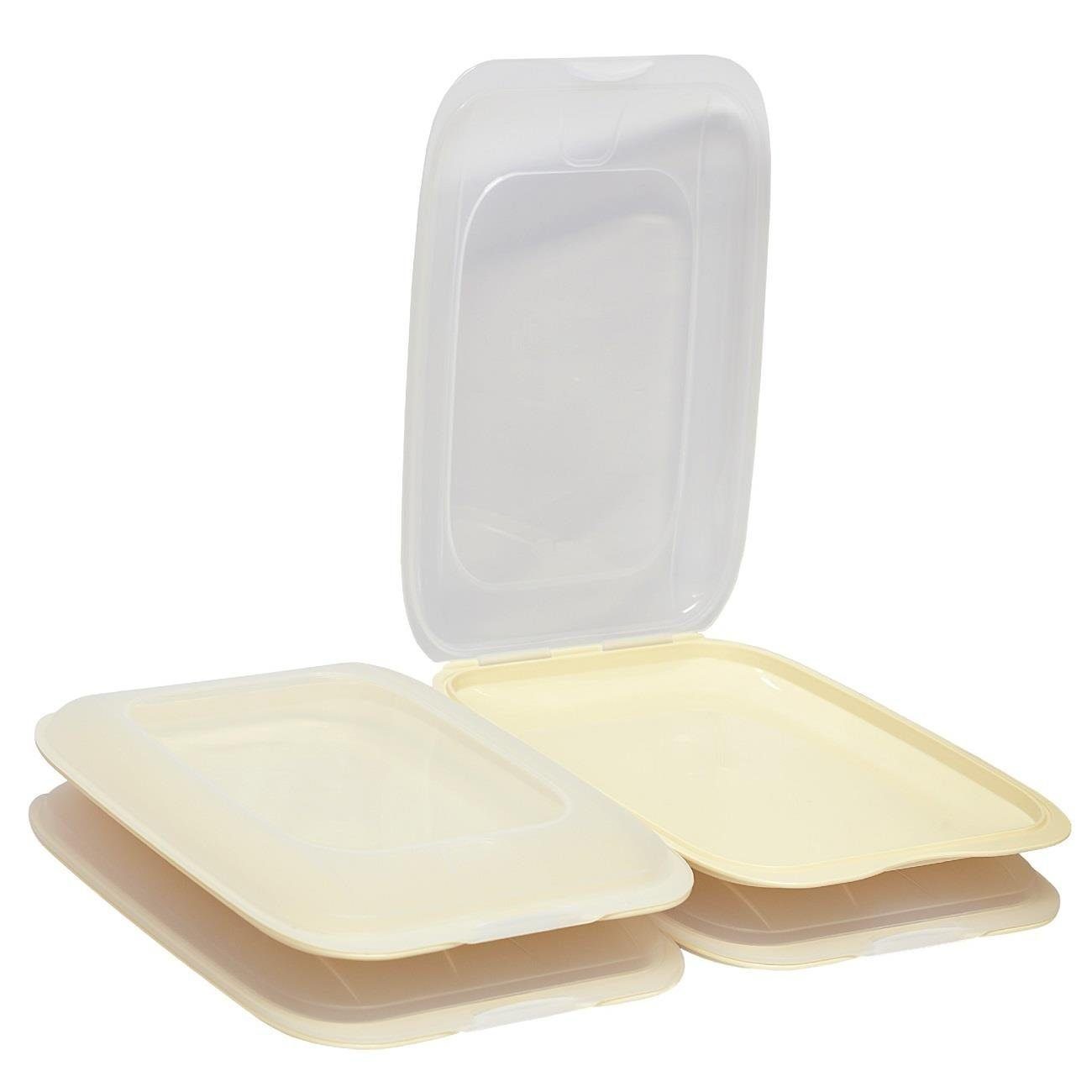 Engelland Frischhaltedose Aufschnittdosen, Aufschnittbox, PP-Kunststoff, BPA-frei, (Vorteils-Set, 4-tlg., mit transparentem Deckel), stapelbar, platzsparend, Ordnung im Kühlschrank, Organizer, Stapelbox
