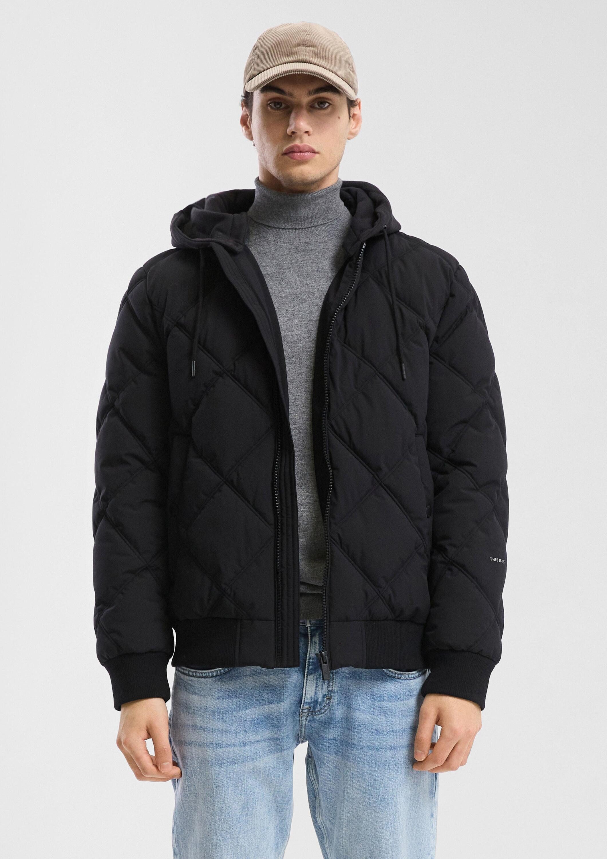 QS Winterjacke Outdoor-Jacke Wattierte Bomberjacke mit abnehmbarer Jerseykapuze