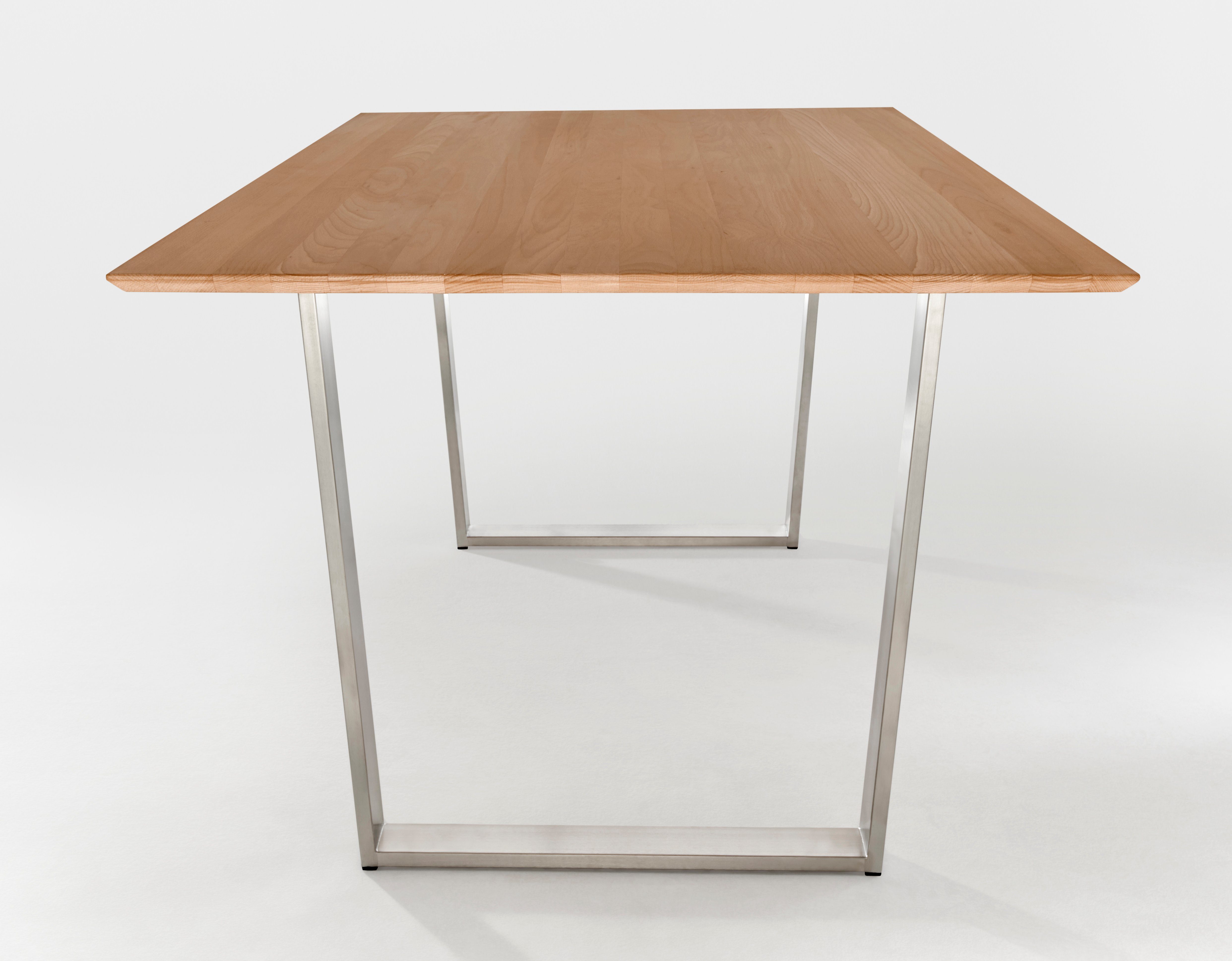 Tischplatte cm, Schweizer Kante, Kernbuche Edelstahl-Gestell Möbel Esstisch TaBoLe Tamino, 180x100