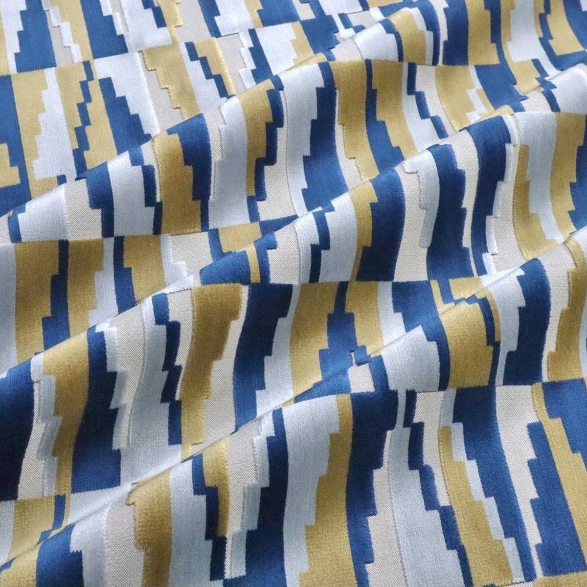 Thumbnail - Stofferia Stoff Polsterstoff Samt Jacquard Acute Cobalt, Breite 140 cm, Meterware