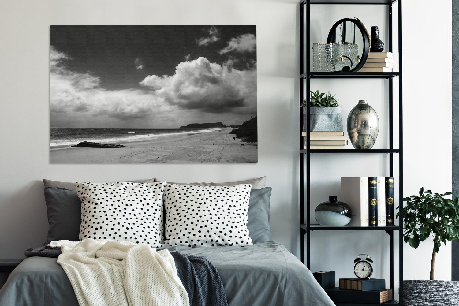 alle Portugal, OneMillionCanvasses® - Strand Gemälde, cm XXL, (1 Leinwandbild - - Wandbild St), Weiß für Schwarz 120x80 Wohnbereiche, großes,
