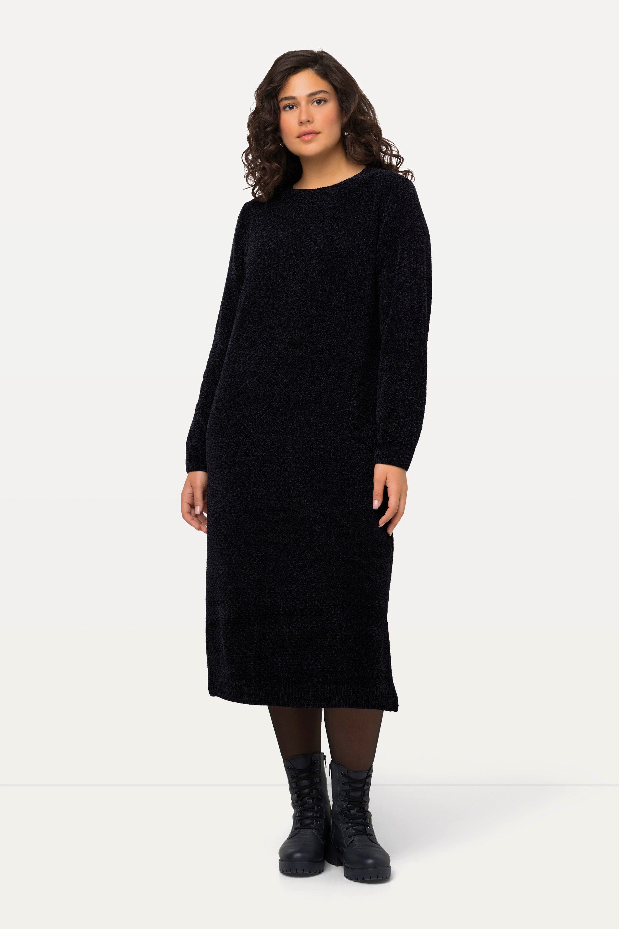 Ulla Popken Strickkleid Chenille-Midikleid Stehkragen Langarm günstig online kaufen