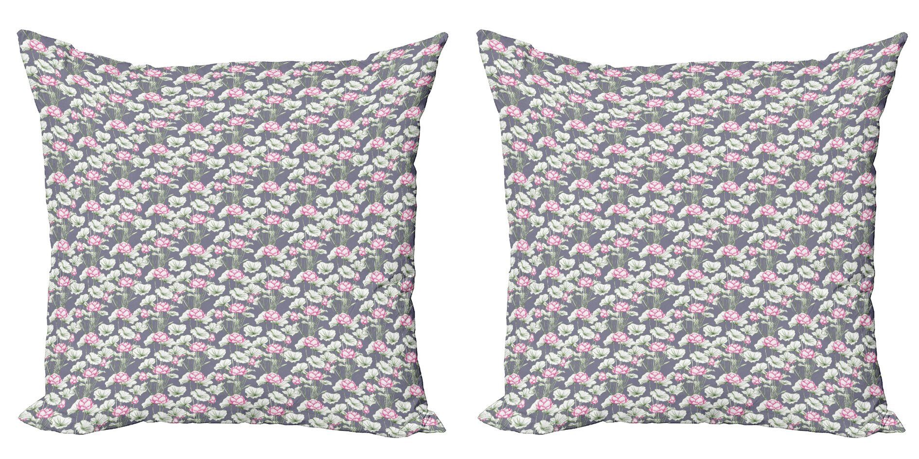 Kissenbezüge Modern Accent Doppelseitiger Digitaldruck, Abakuhaus (2 Stück), Rosa Blumen Blühende Blumen