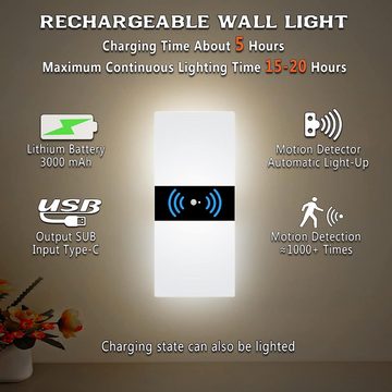 DOPWii Wandleuchte Wandleuchten,2St.Wandlicht mit Bewegungsmelder,Wiederaufladbar,2000mAh