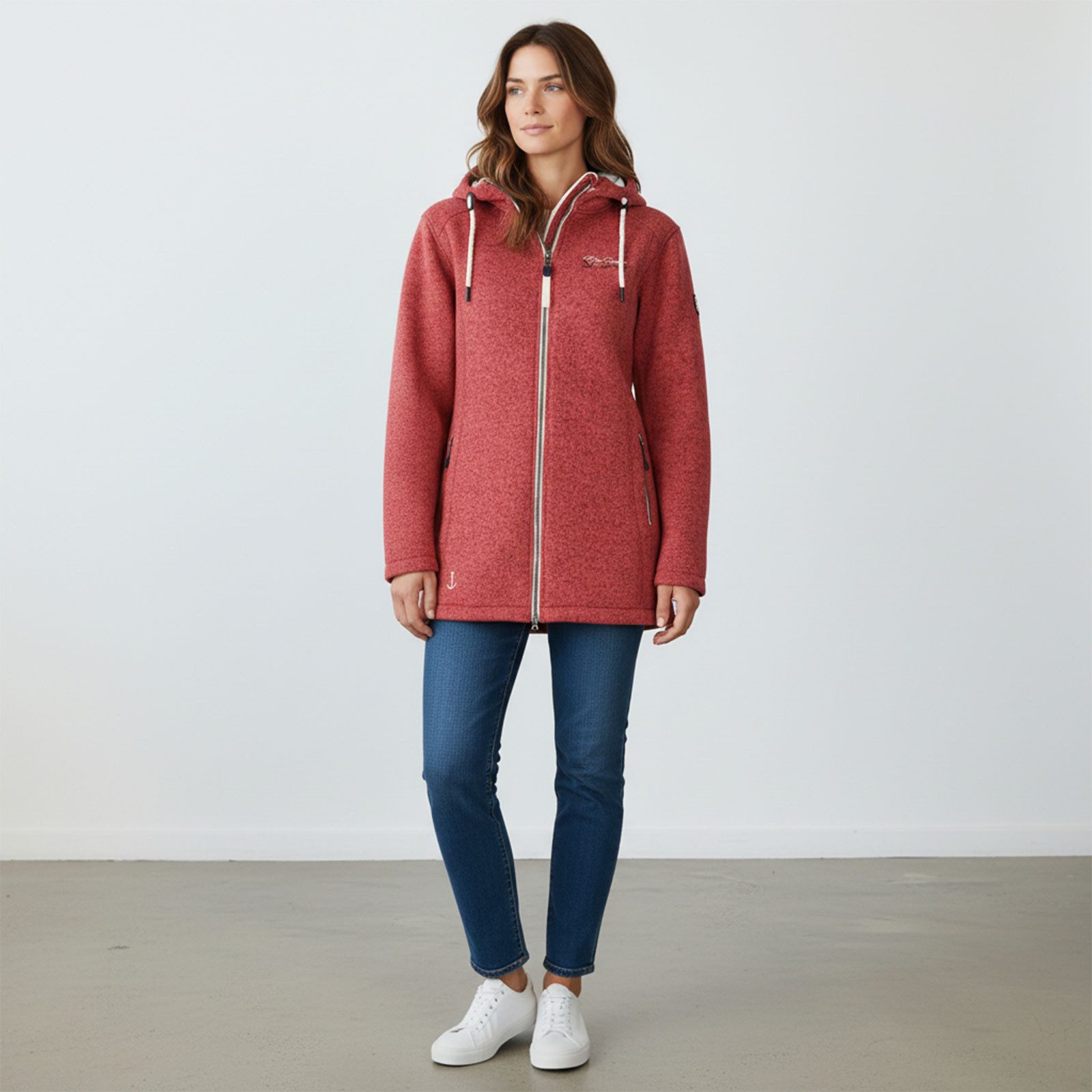 Dry Fashion Wollmantel Amsterdam Damen Wollfleece-Mantel Amsterdam - Fleecemantel taillierter Schnitt