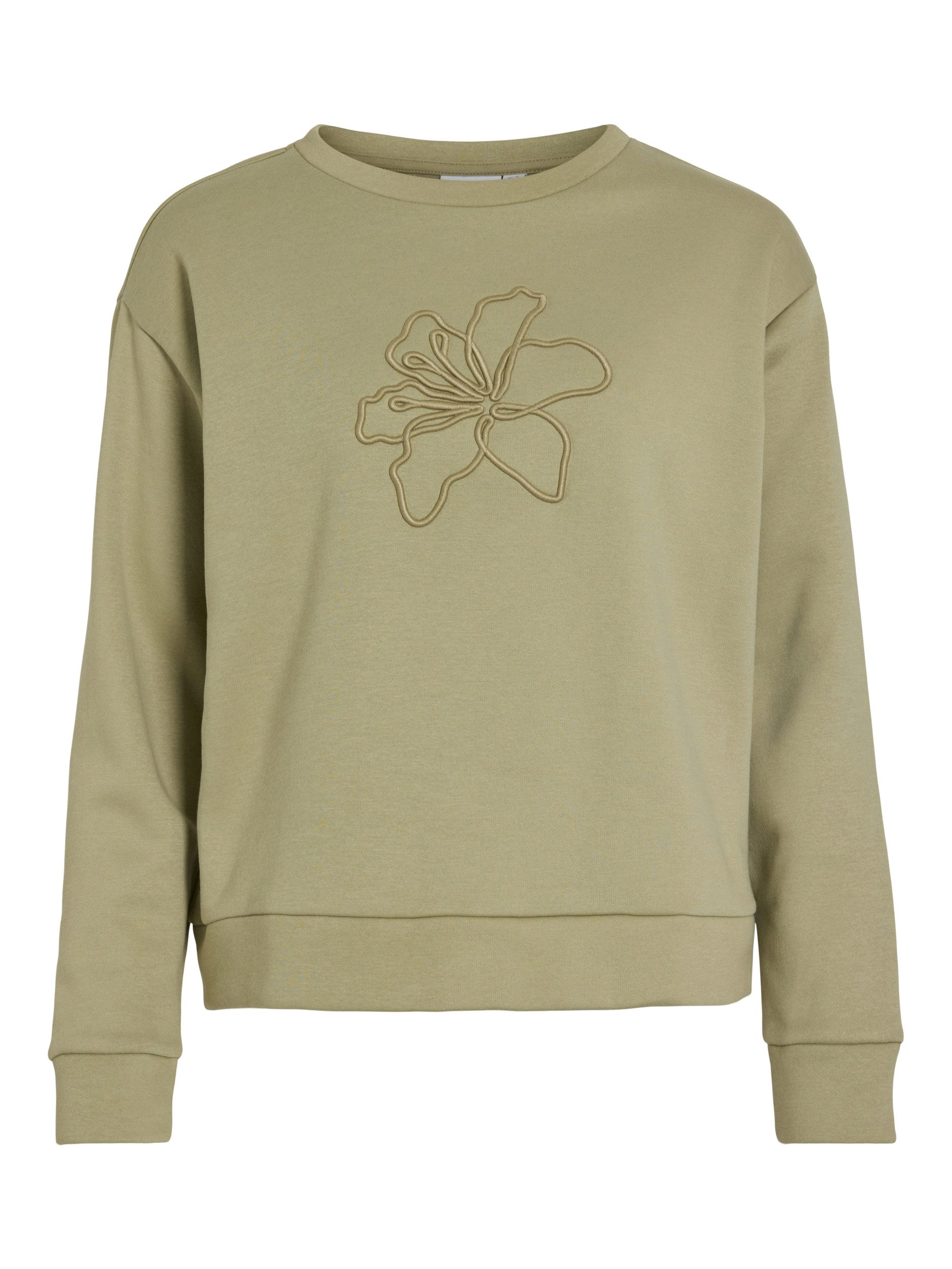 Vila Sweater VIFRIDEA FLOWER EMB O-NECK L/S TOP Elm günstig online kaufen
