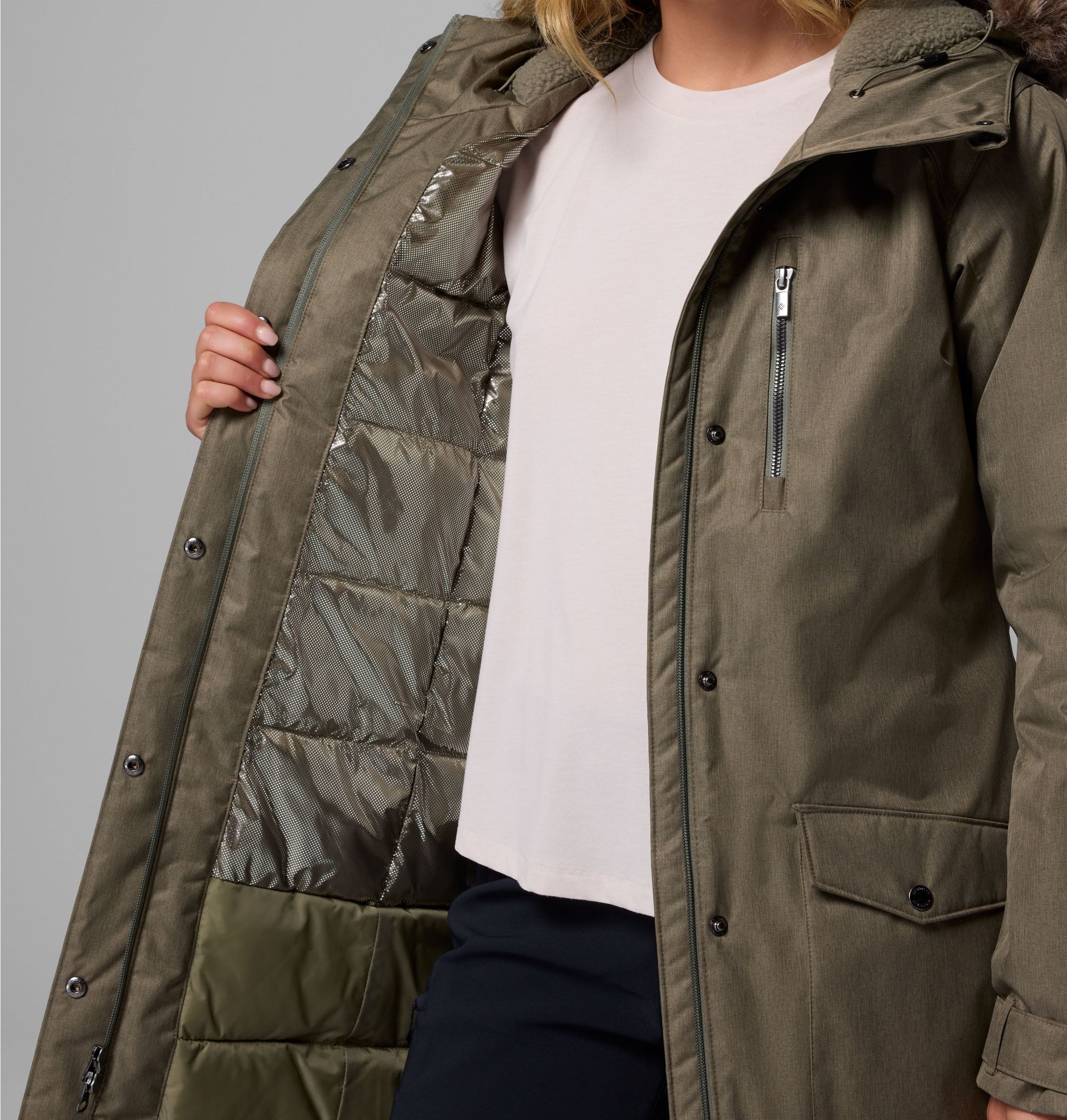 Columbia Parka SUTTLE MOUNTAIN LONG INSULATED JACKET sportlicher Parka, für Wandern und Trekking, mit Polyester-Wattierung