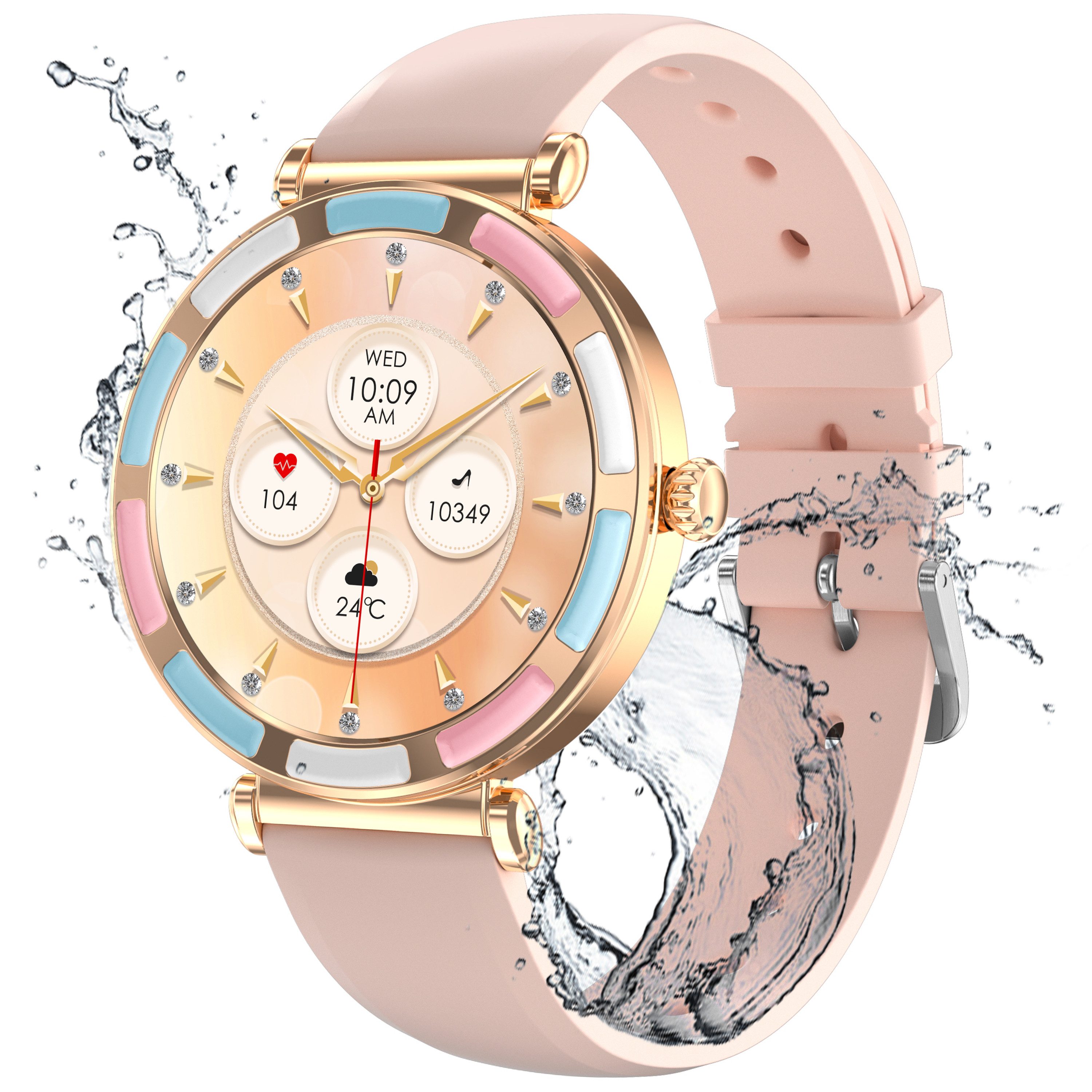 walkbee Smartwatch, Fitness Tracker Uhr für Damen Herren mit Anruffunktion Smartwatch (4.0 cm/1,27''-Voll-Touch-Farbdisplay Zoll) Fitness Tracker Armbanduhr mit Blutsauerstoff,Blutdruck,Herzfrequenz,Frauengesundheit, Schrittzähler, Atemtraining, Musiksteuerung und Fernfotografie usw., IP67 wasserdicht,100+ Sportmodi, verfügbar für Android 5.0+ / iOS 9.0+