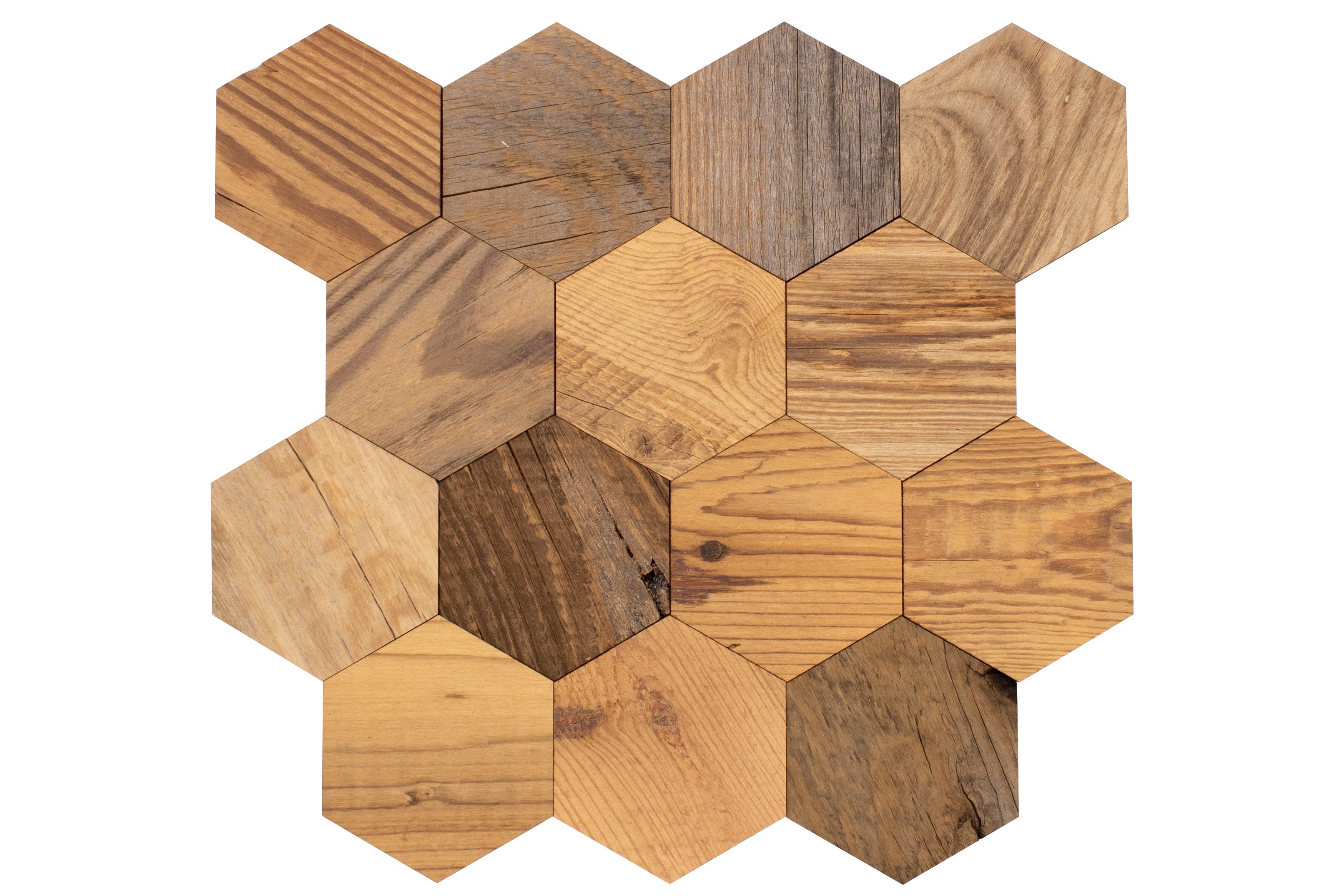 wodewa GmbH 3D Wandpaneel Vollholz - Serie Hexagon -, BxL: 9x9 cm, 0,01 qm, (Matte, 14-tlg., 0,09 m) 3D-Optik, Selbstklebend
