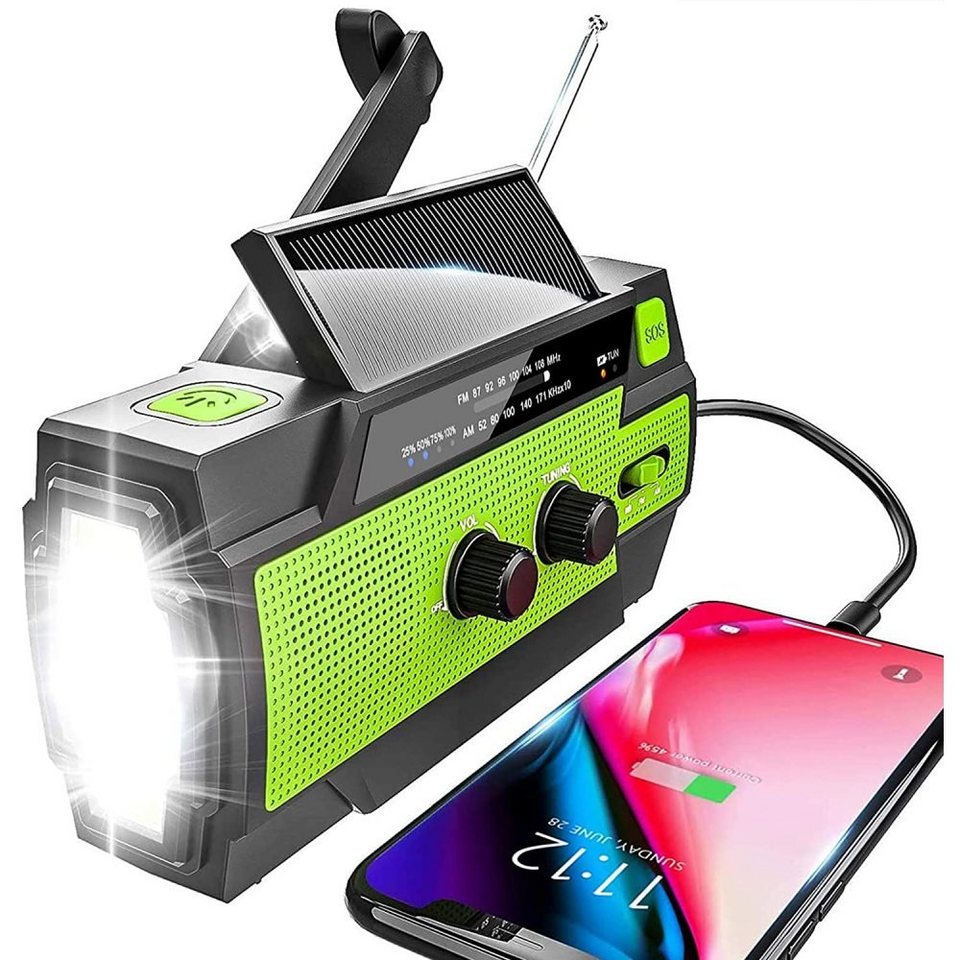 Kurbelradio MP3 6 in 1 Funktionen Batterie wiederaufladebar Solar