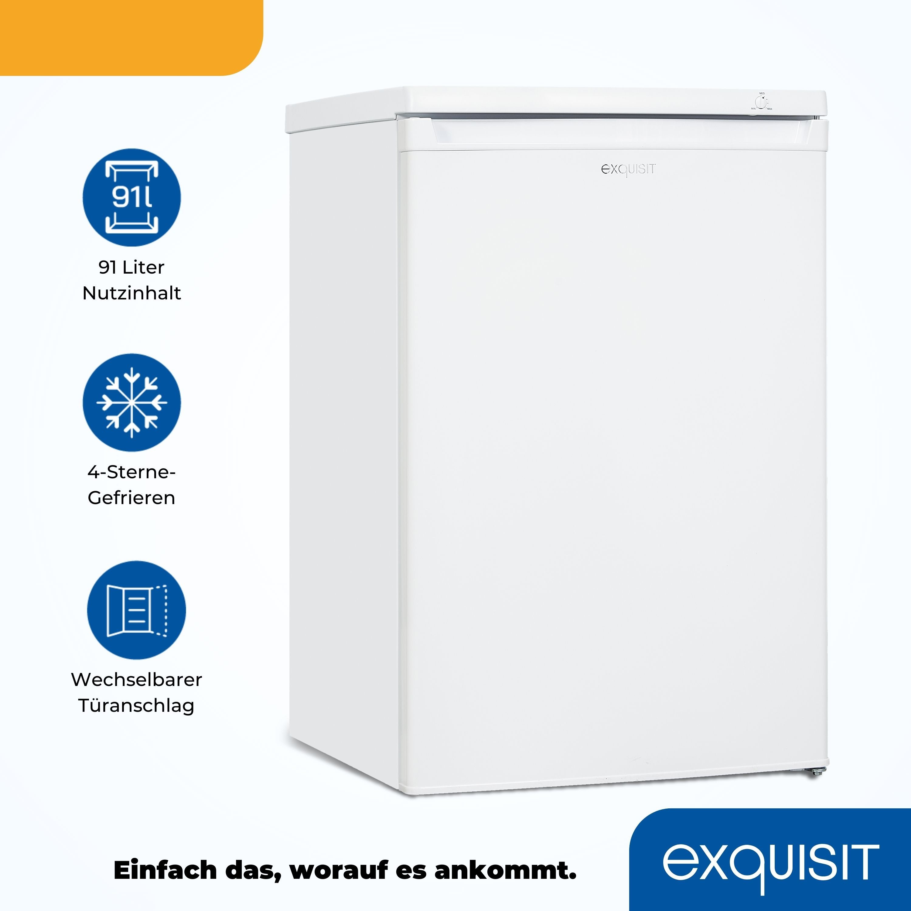 exquisit Gefrierschrank GS12-040E weiss, 85,5 cm hoch, 55 cm breit, Kompakter 4*-Gefrierschrank–flexibel, zuverlässig&leicht zu bedienen – Bild 5 von 5