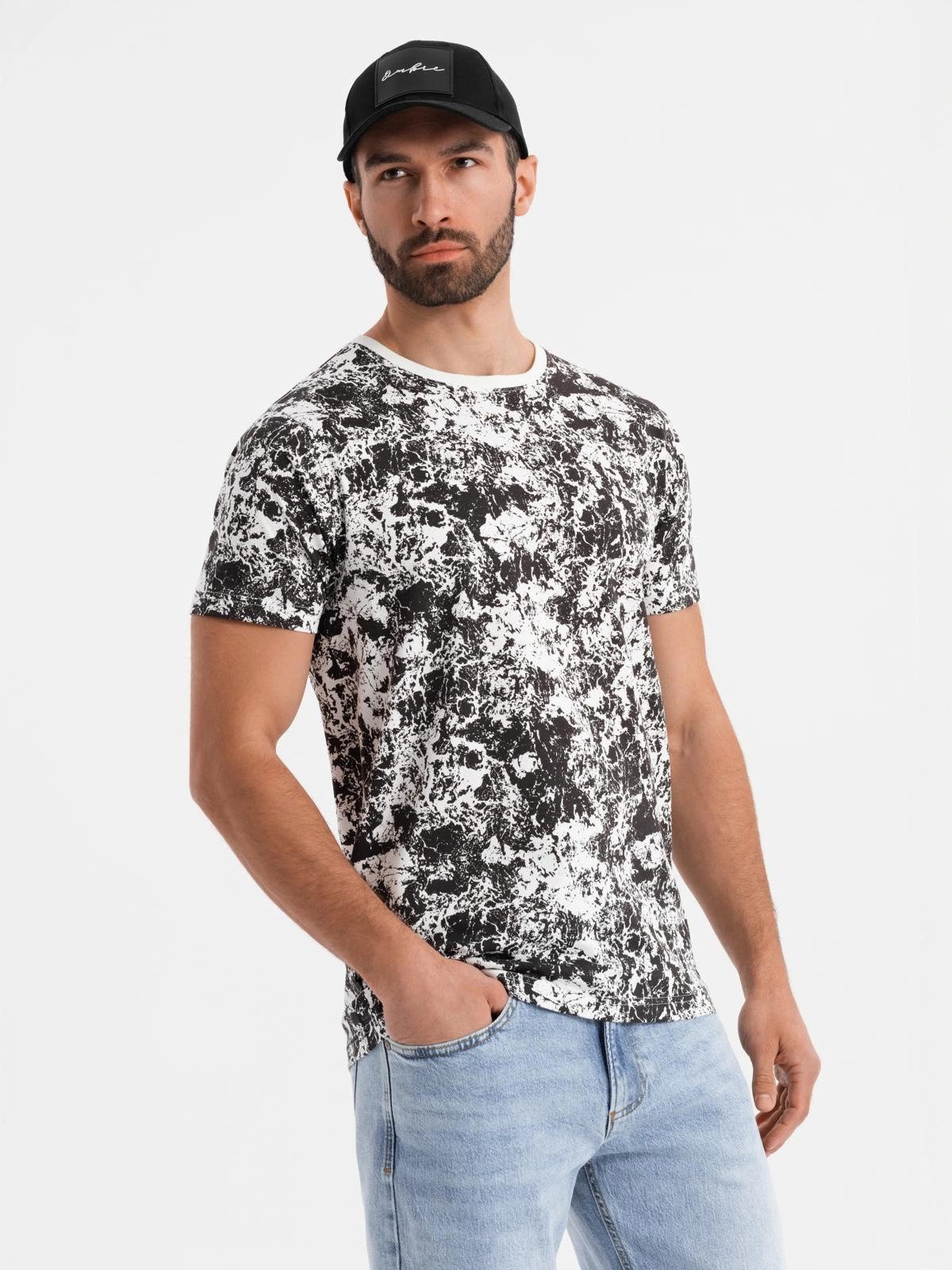 OMBRE Print-Shirt Gemustertes Baumwoll-T-Shirt für Herren mit kurzen Ärmeln günstig online kaufen