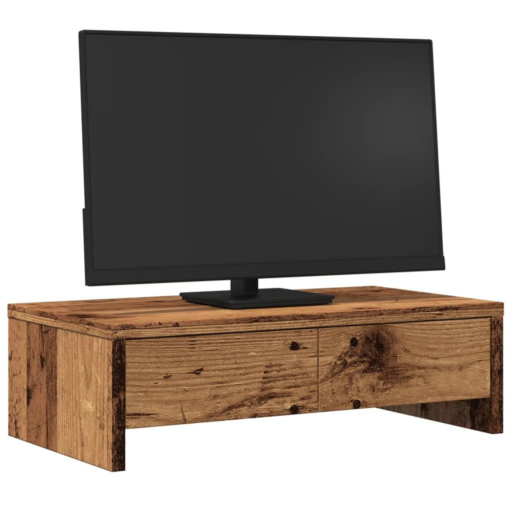 vidaXL Computertisch Monitorständer mit Schubladen Altholz-Optik günstig online kaufen
