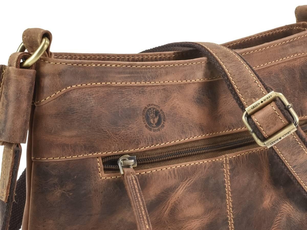 Greenburry Umhängetasche "Vintage" Leder Damen 27x25cm, used Look Style, Schultertasche 27x25cm, Handtasche, antikbraun
