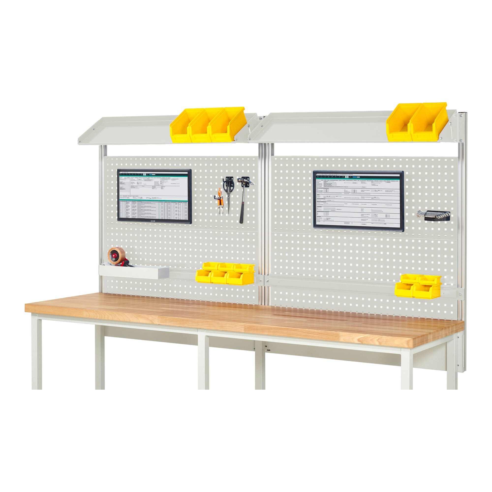 RAU Werkbank Rau System-Aufbau Komplettset 02, für Produktbreite 2500 mm, RAL7035/R